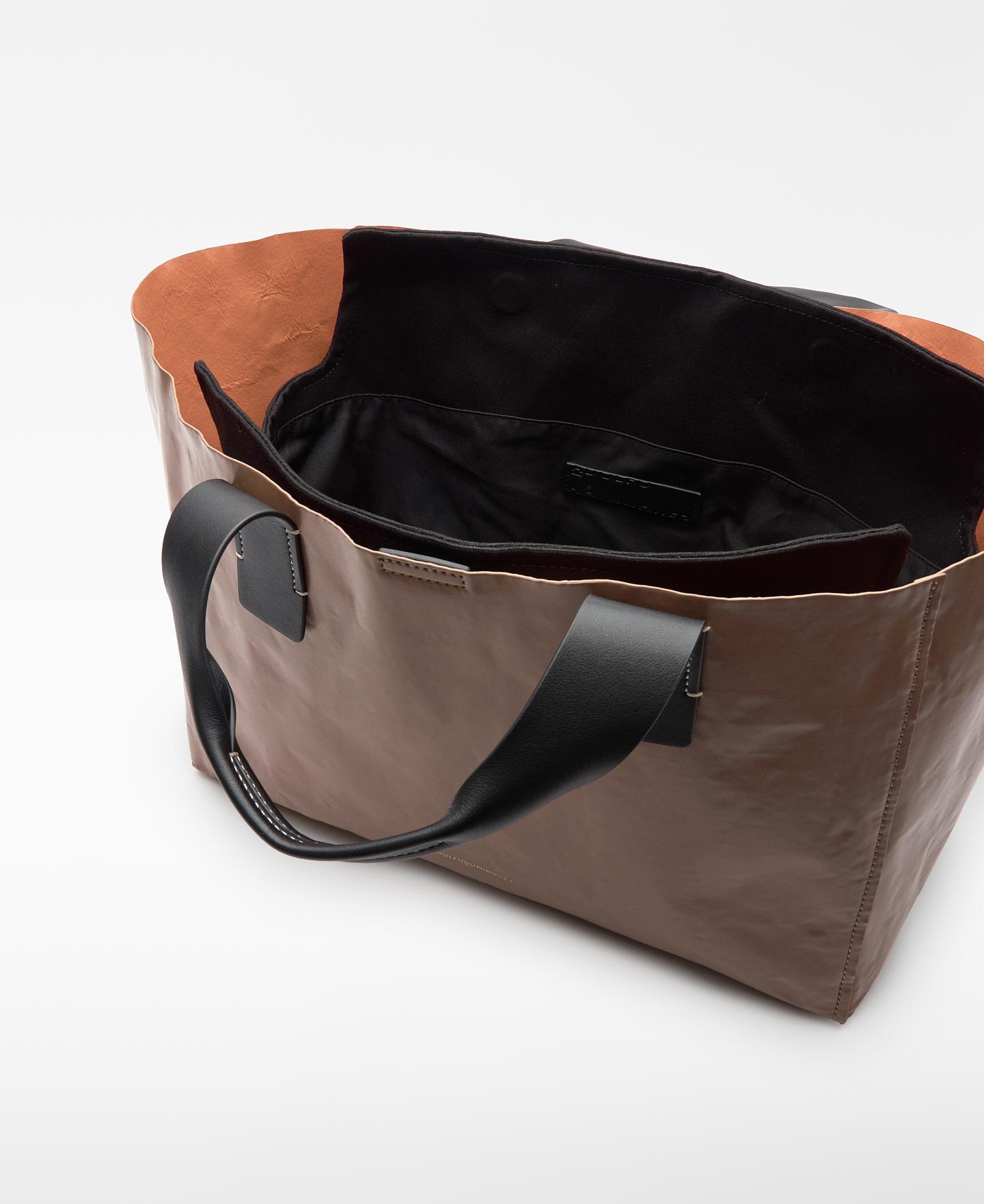 Mala de Mão Maxi Shopper Mica com Estrutura de Metal Camel-4