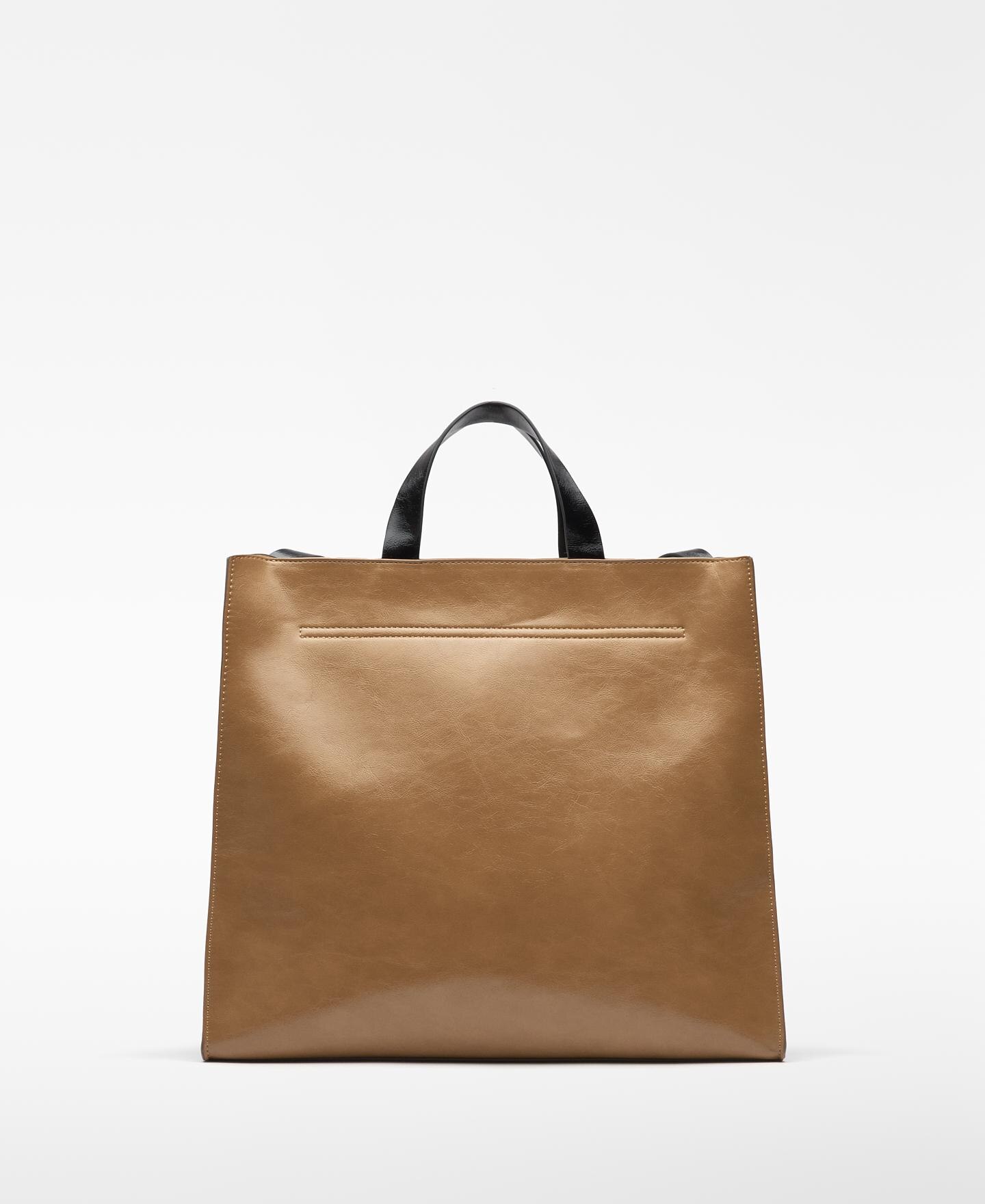Mala Shopper Grande em Pele Não Pele Camel-2