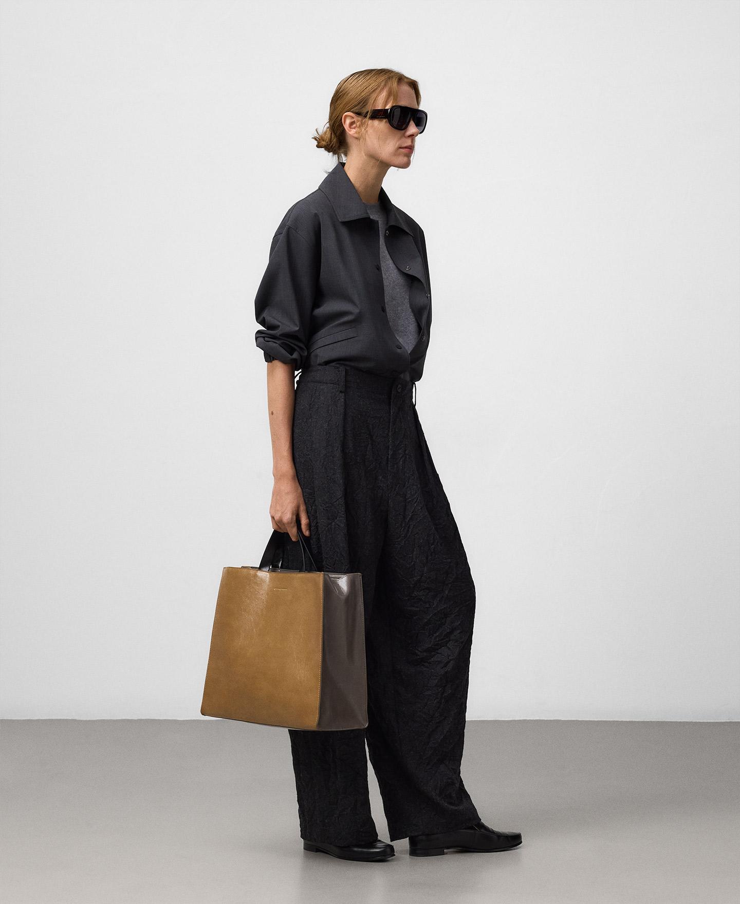 Mala Shopper Grande em Pele Não Pele Camel-5