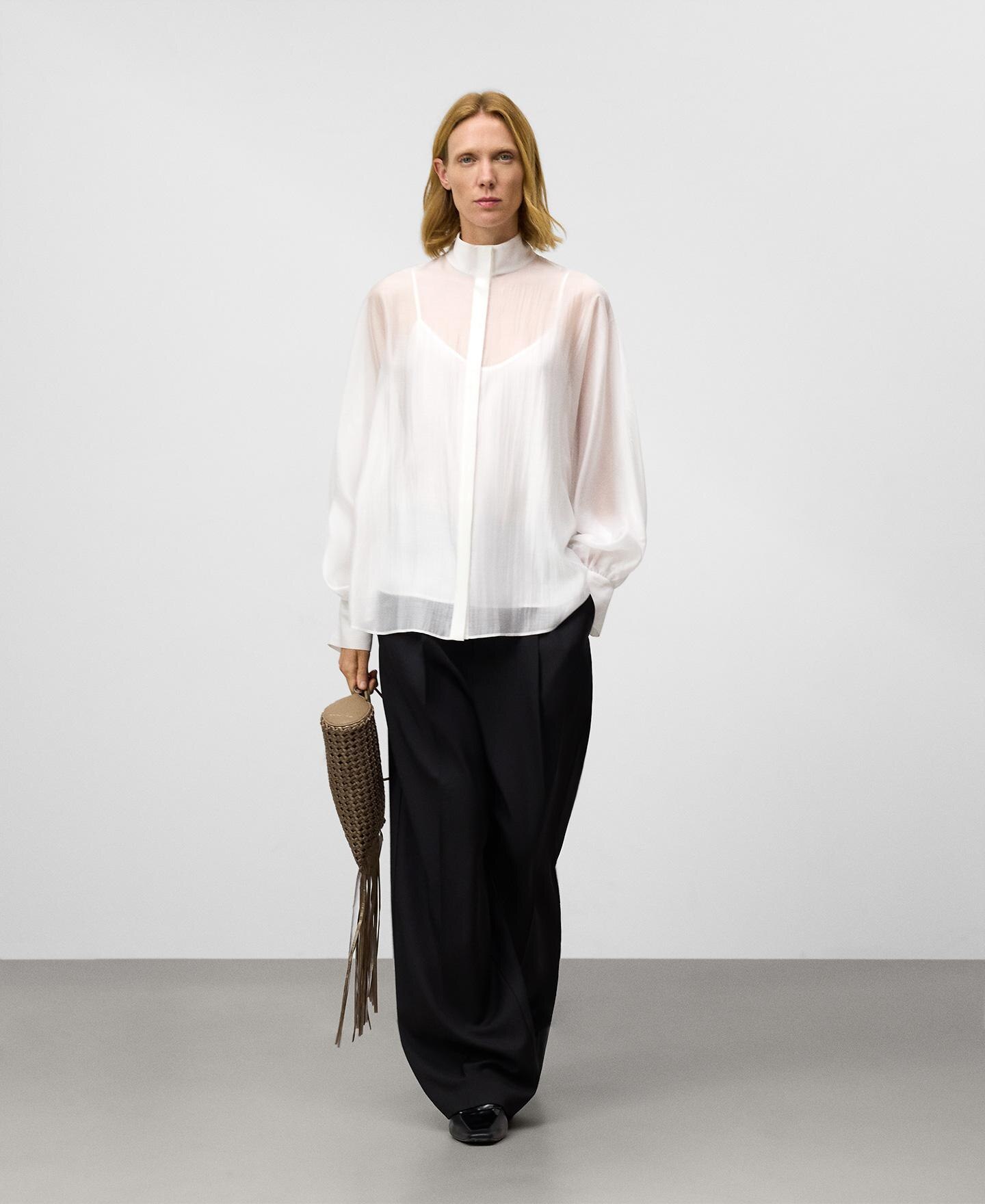 Camisa Ampla Semitransparente Branco-2