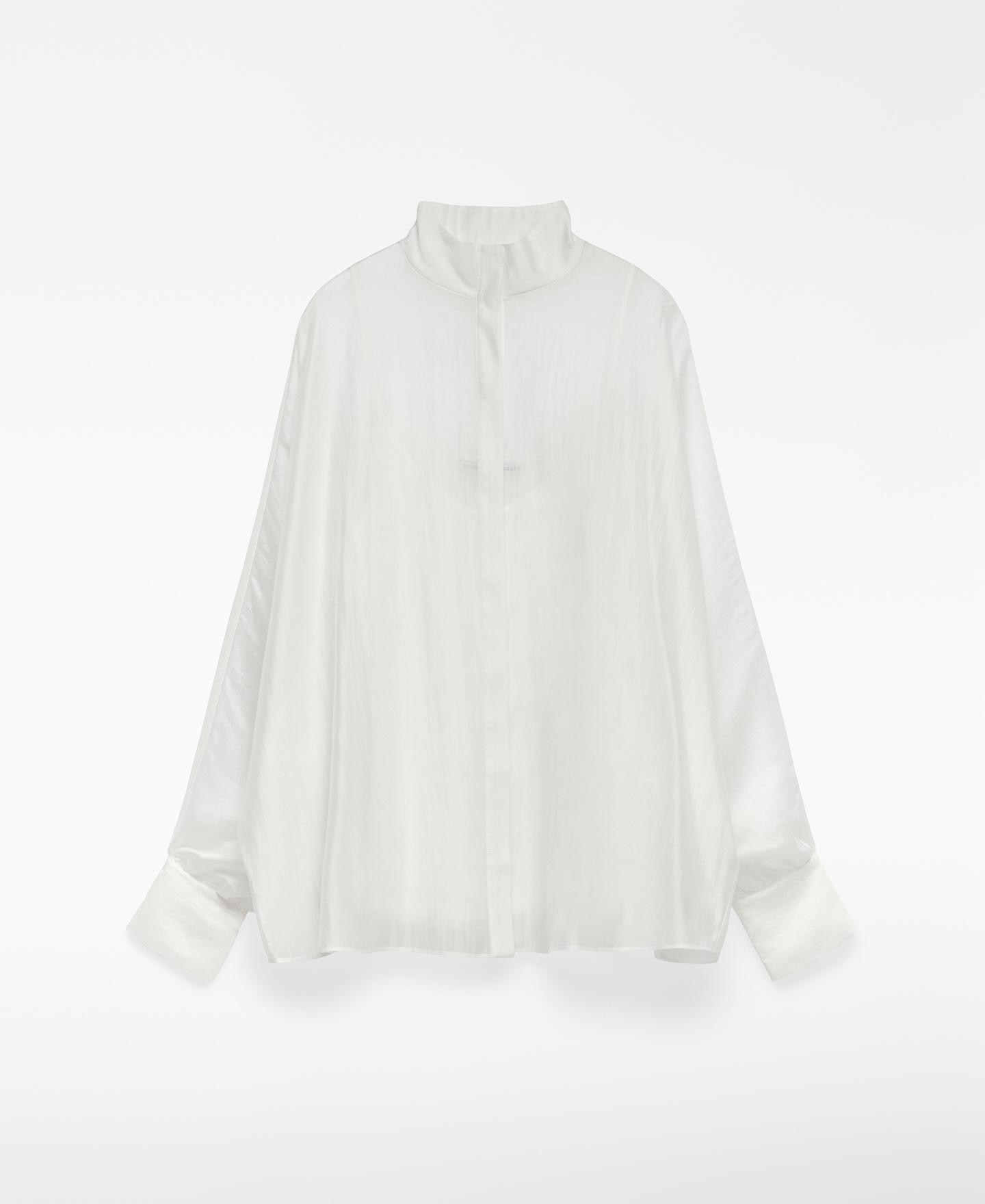 Camisa Ampla Semitransparente Branco-5