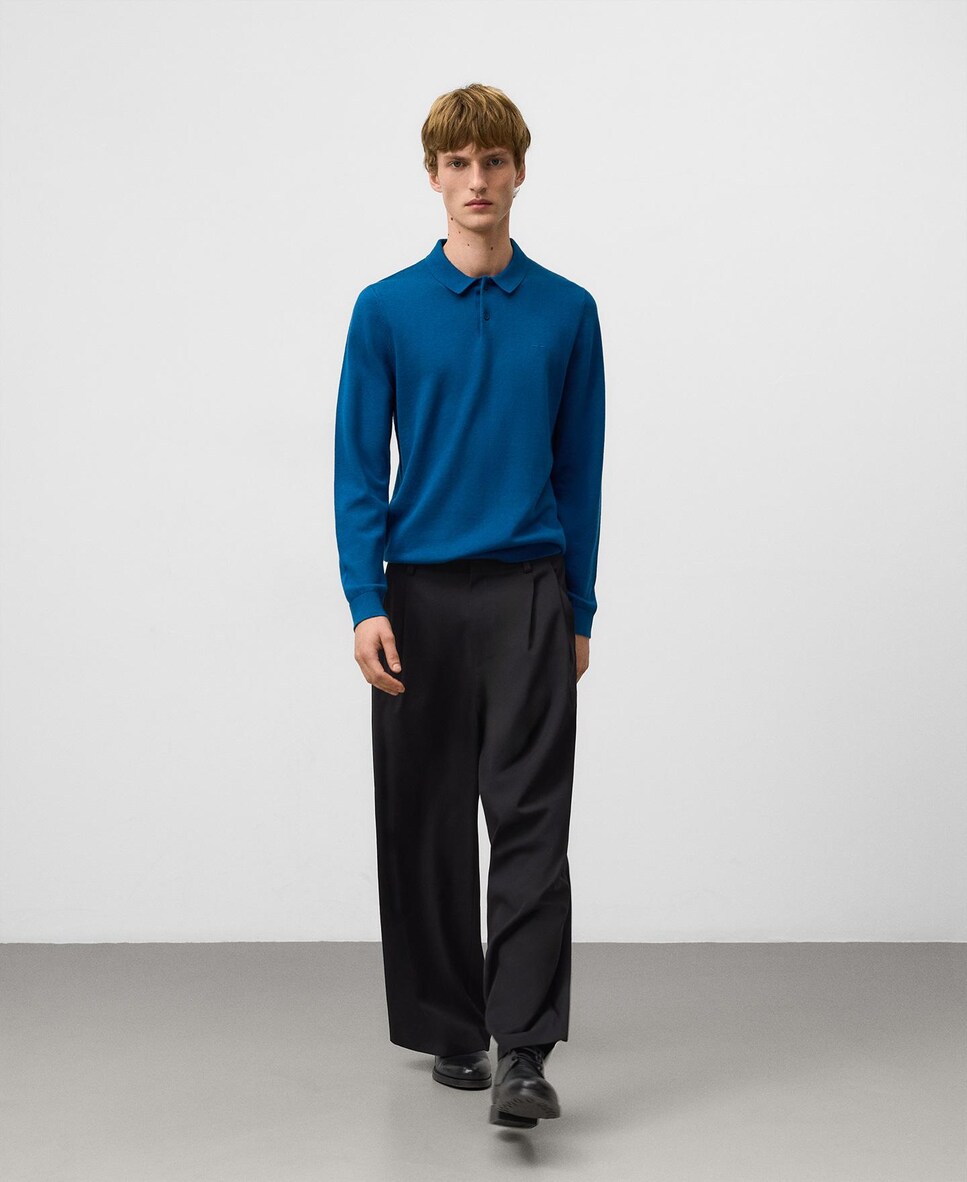 Polo de Manga Comprida Regular Fit Azul-cobalto-2