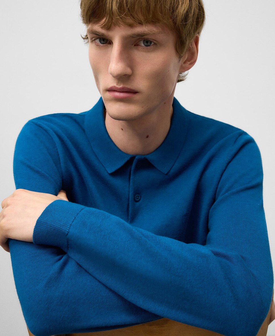 Polo de Manga Comprida Regular Fit Azul-cobalto-4