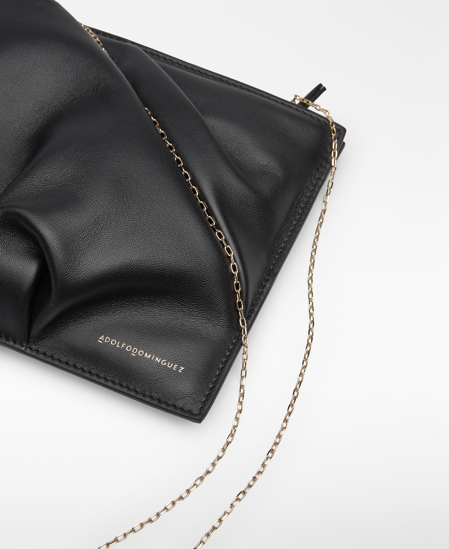 Mala de Festa Clutch Acolchoada de Pele Suave Preto-2