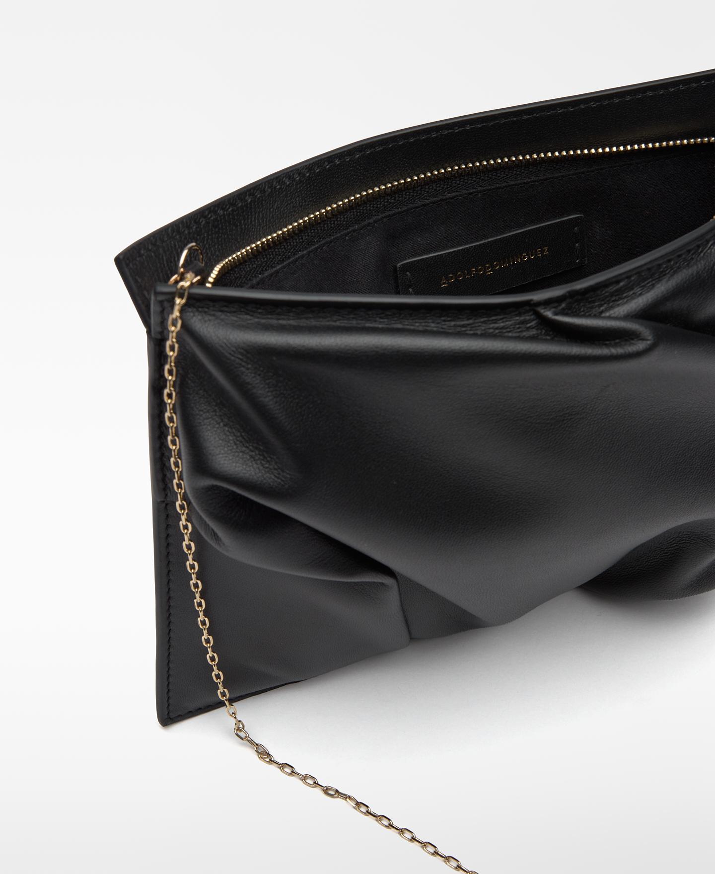 Mala de Festa Clutch Acolchoada de Pele Suave Preto-3