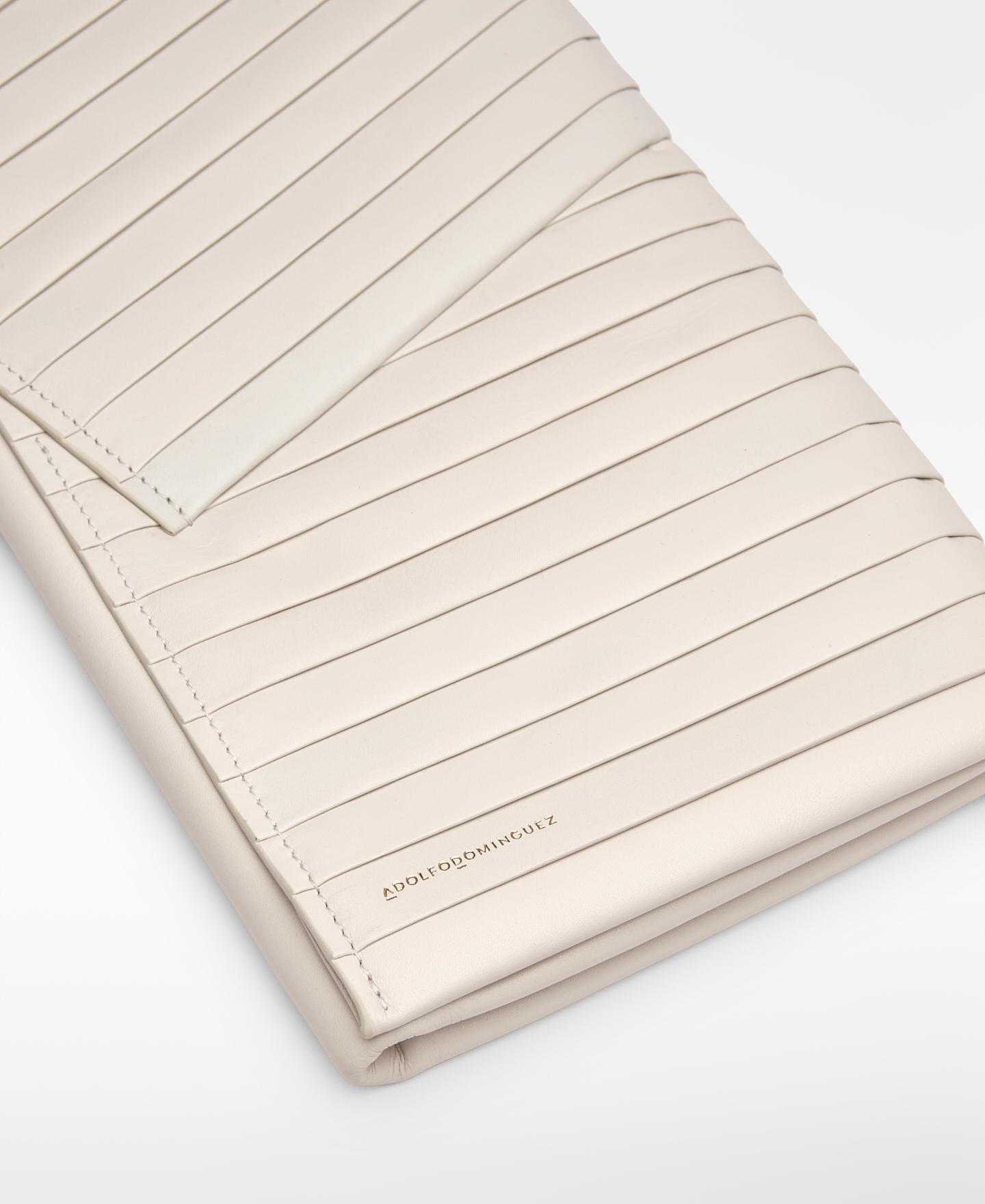 Mala de Mão Maxi Clutch de Pele Plissada Branco-marfim-2