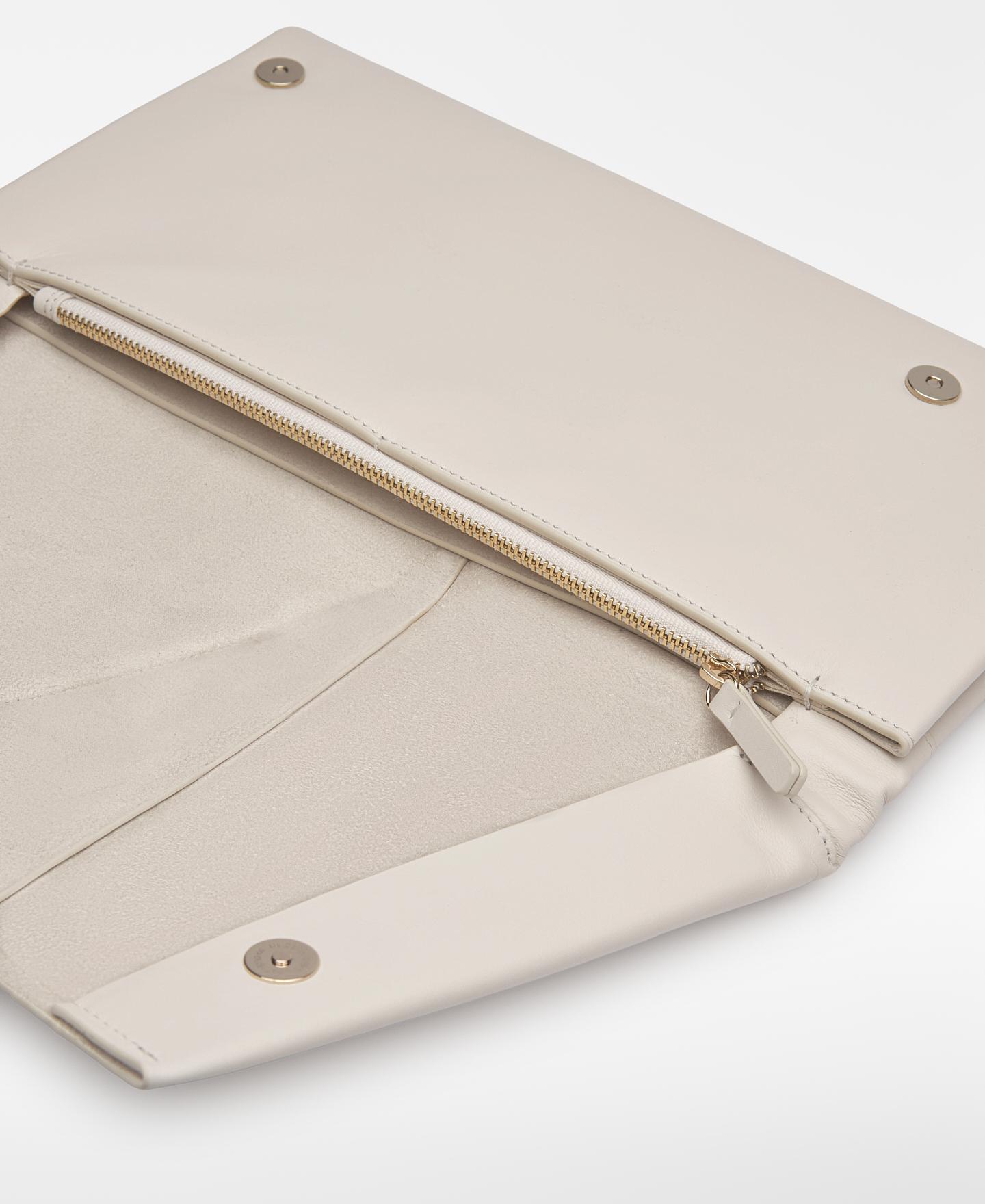 Mala de Mão Maxi Clutch de Pele Plissada Branco-marfim-3