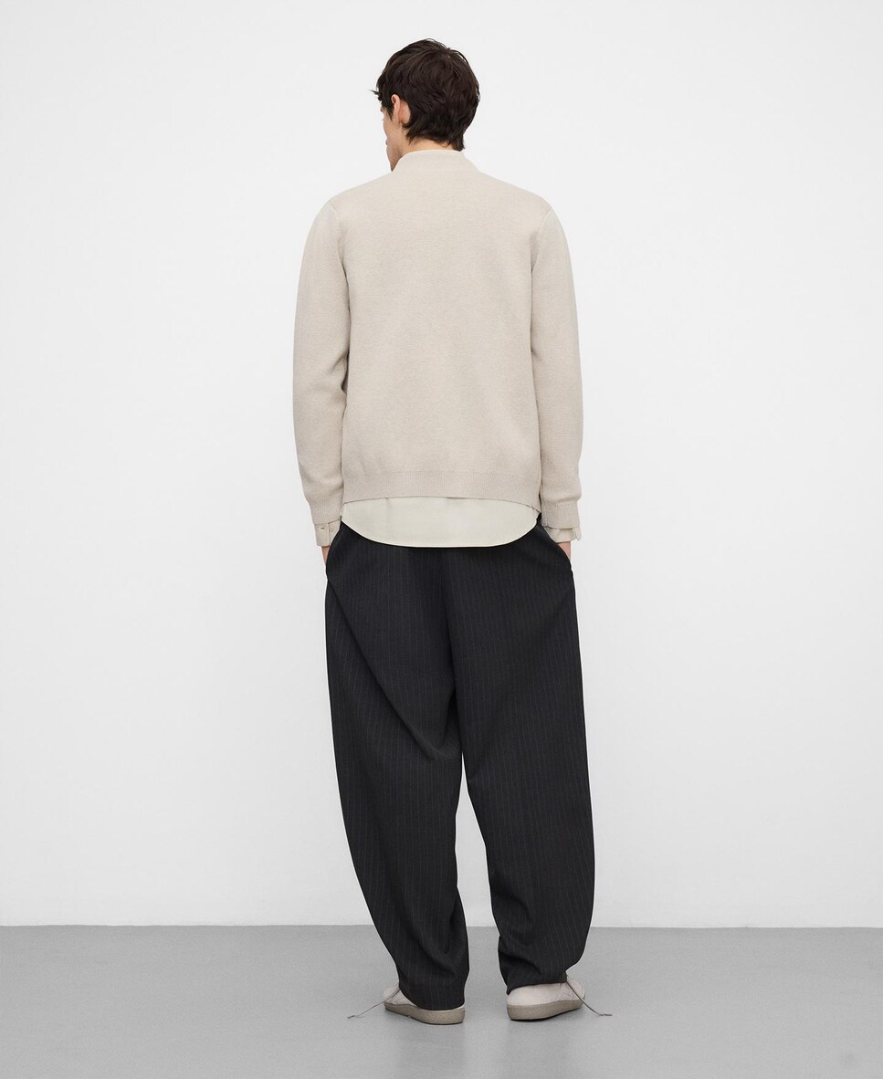 Cardigan de Malha com Fecho Zip Natural-3