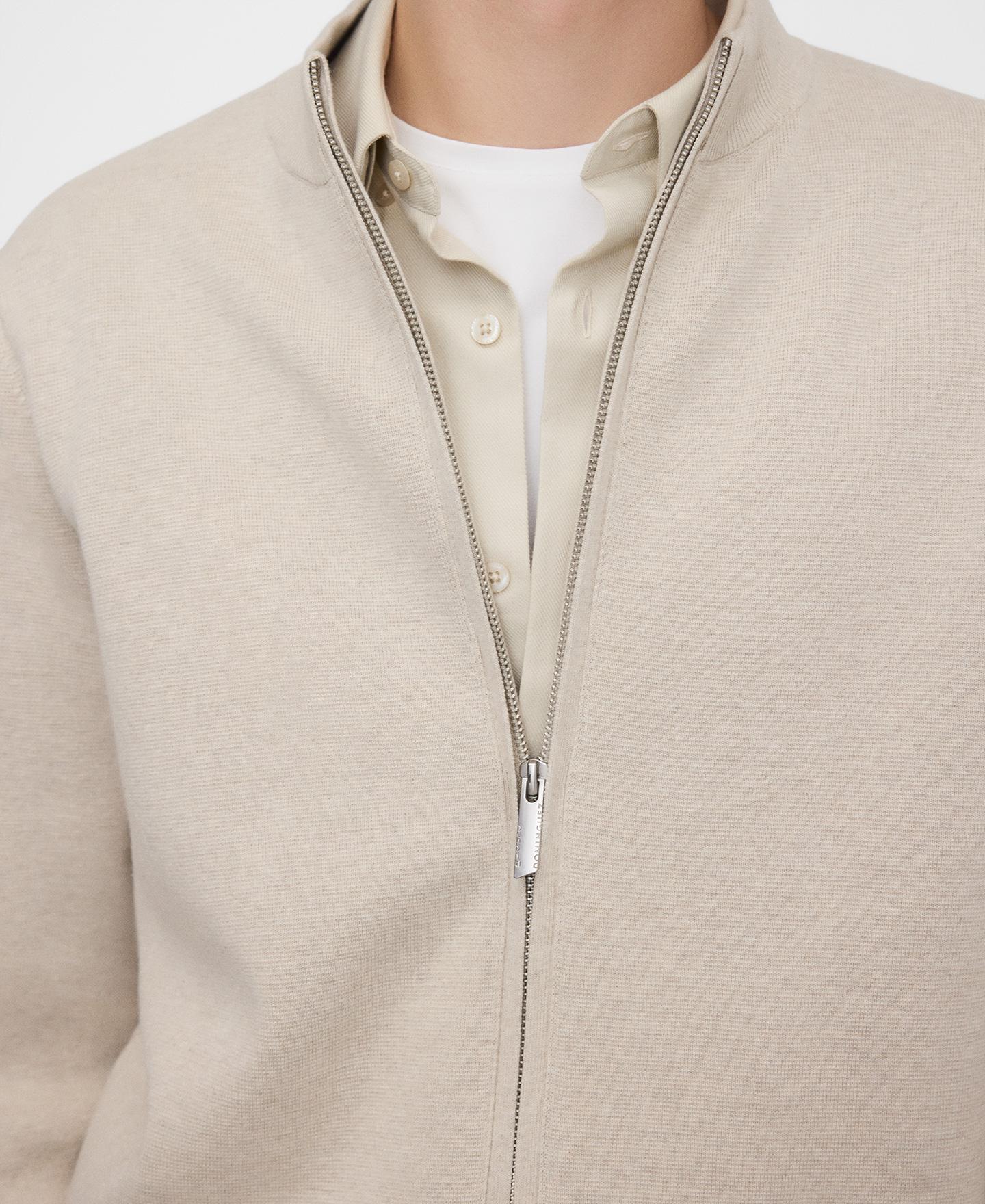 Cardigan de Malha com Fecho Zip Natural-4
