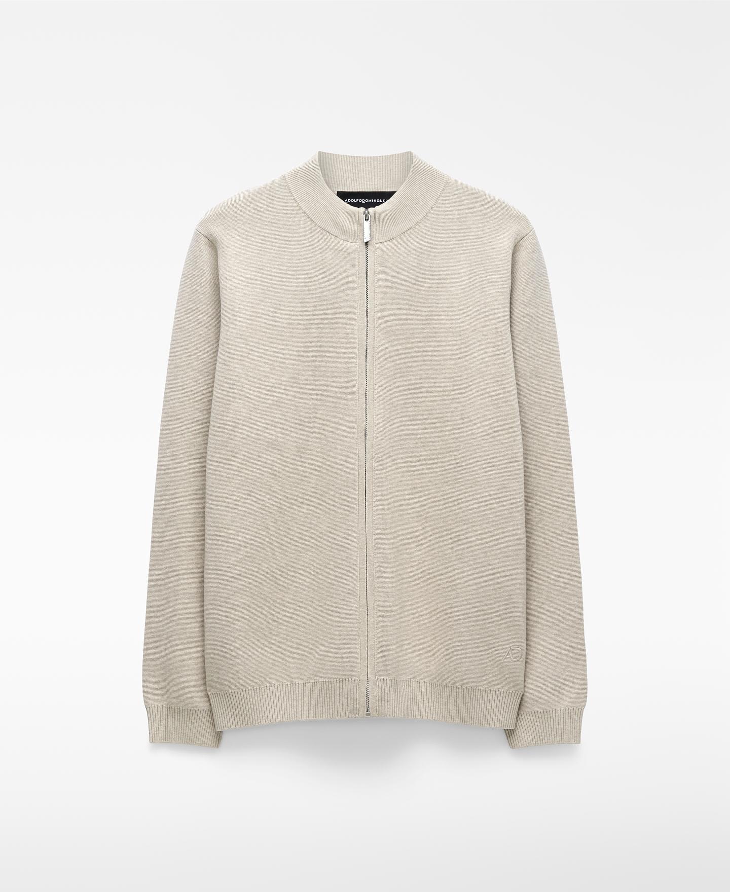 Cardigan de Malha com Fecho Zip Natural-5