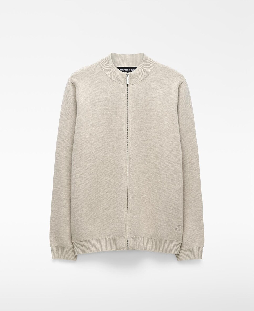 Cardigan de Malha com Fecho Zip Natural-5