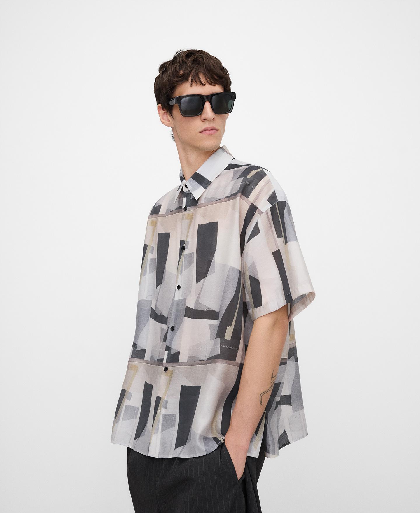 Camisa Oversize Estampada Natural-1