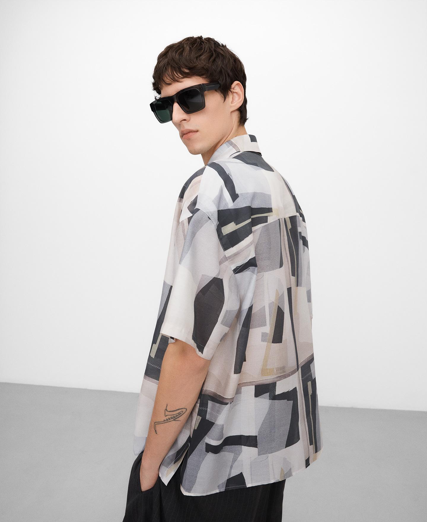 Camisa Oversize Estampada Natural-3