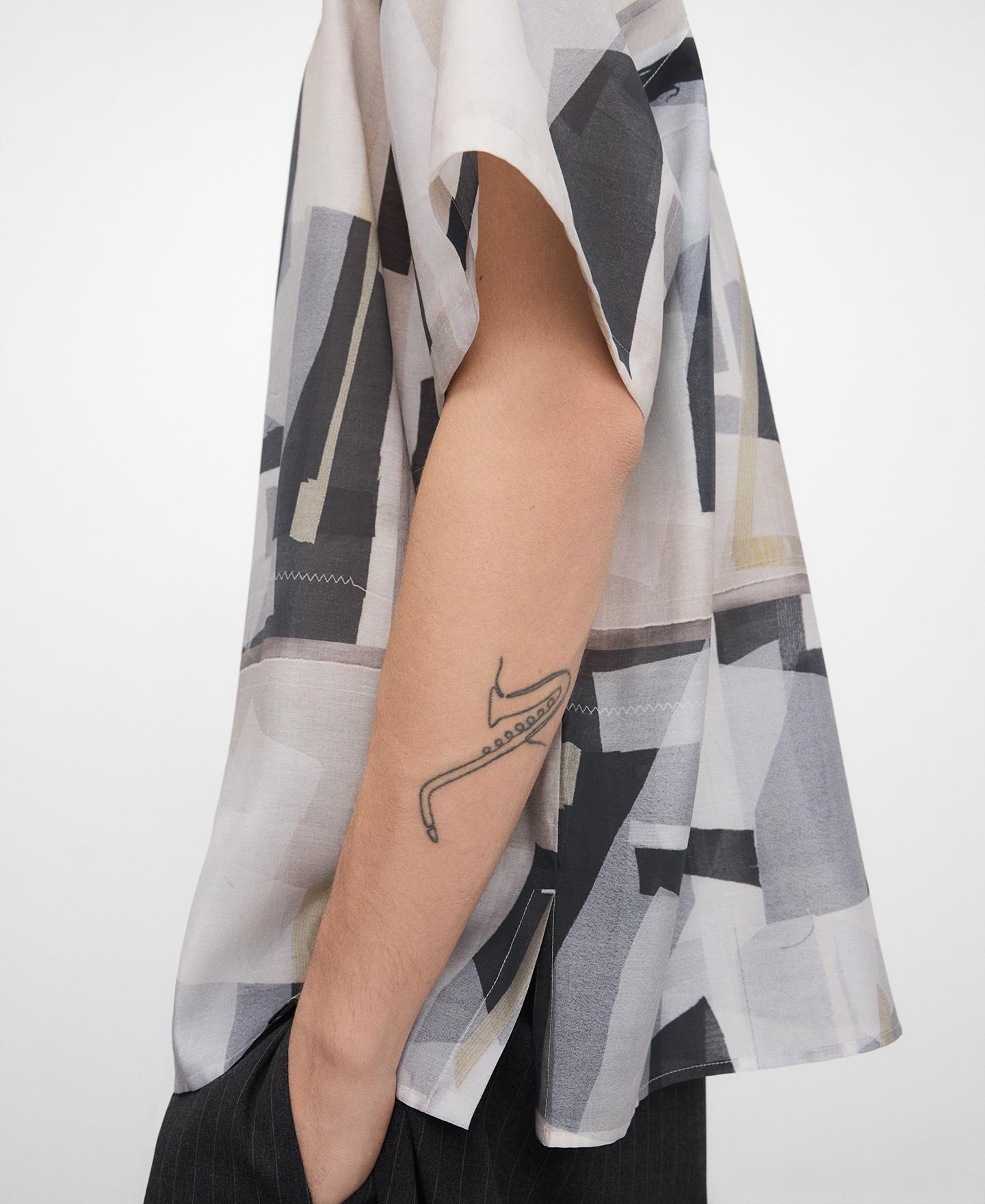 Camisa Oversize Estampada Natural-4