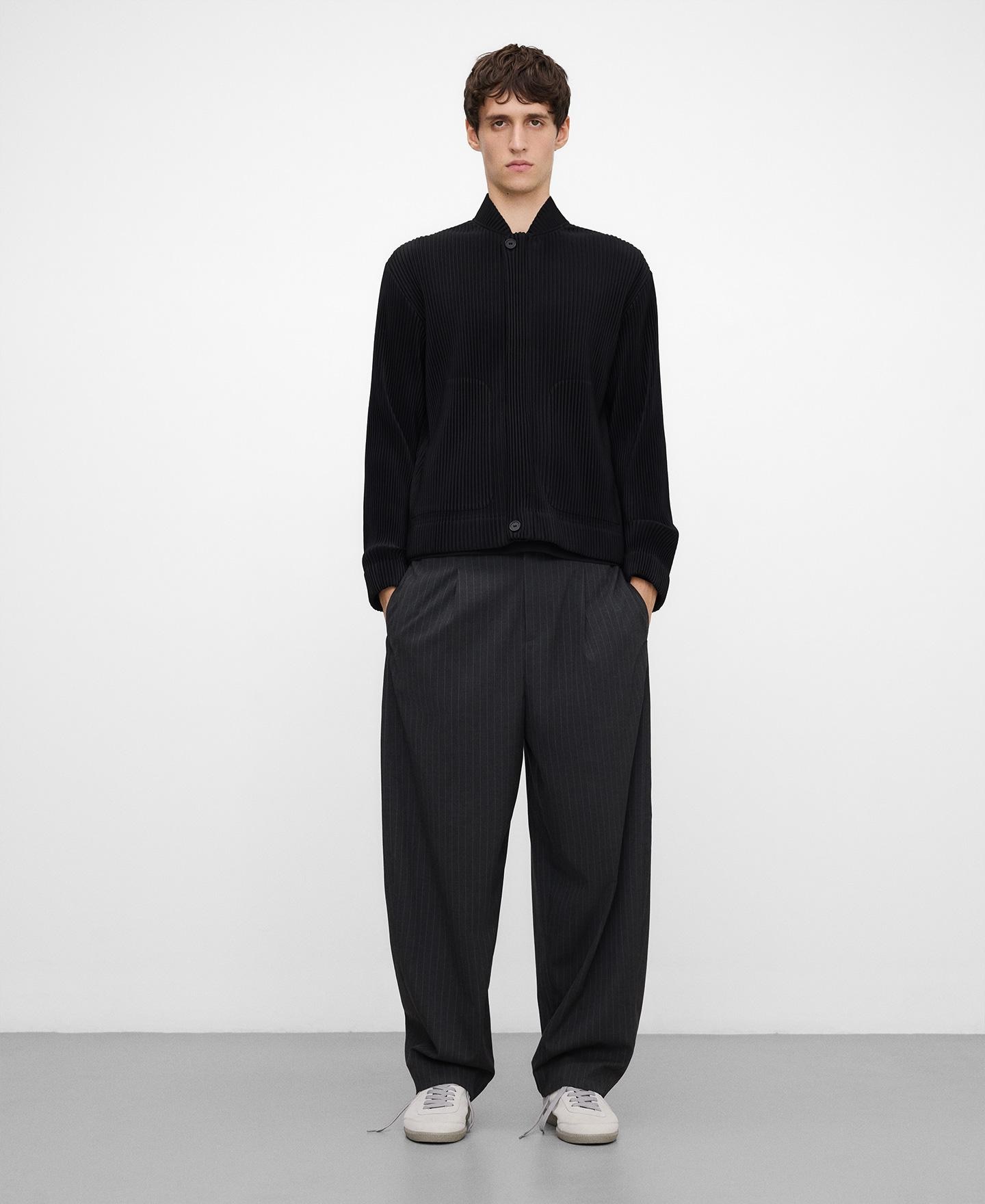 Blusão Bomber de Crinkle com Fecho Zip Oculto Preto-2