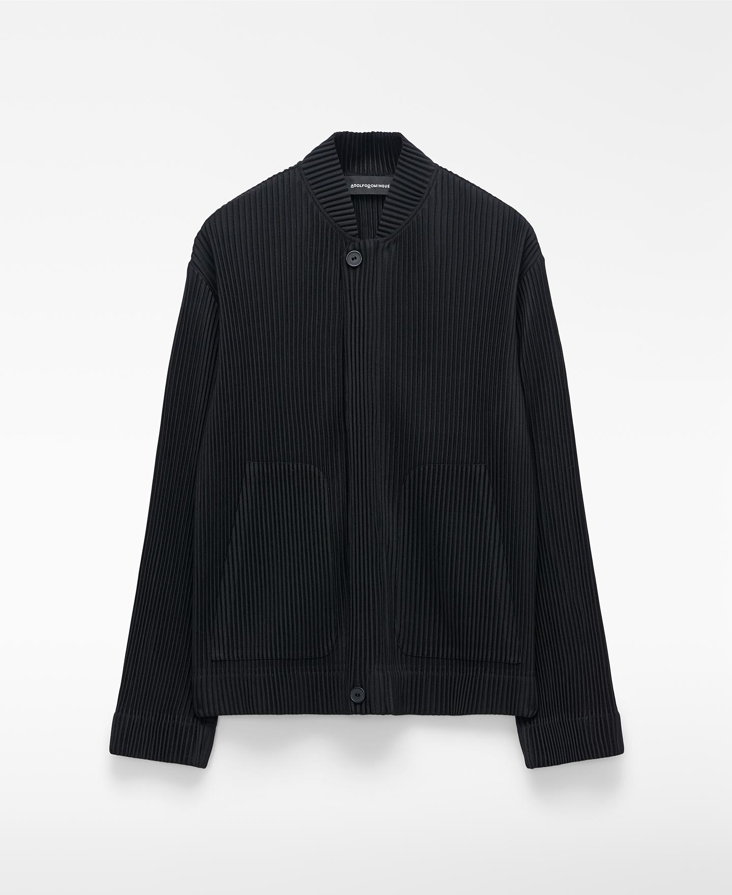 Blusão Bomber de Crinkle com Fecho Zip Oculto Preto-5