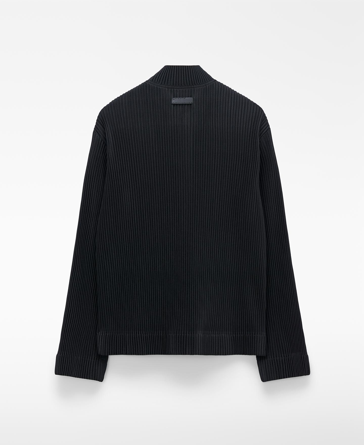 Blusão Bomber de Crinkle com Fecho Zip Oculto Preto-6