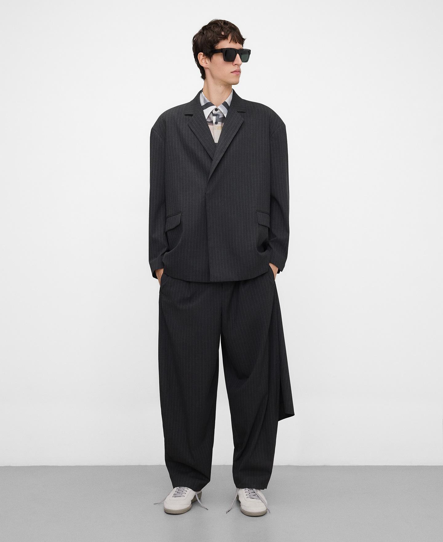 Blazer Oversize às Riscas Antracite-2