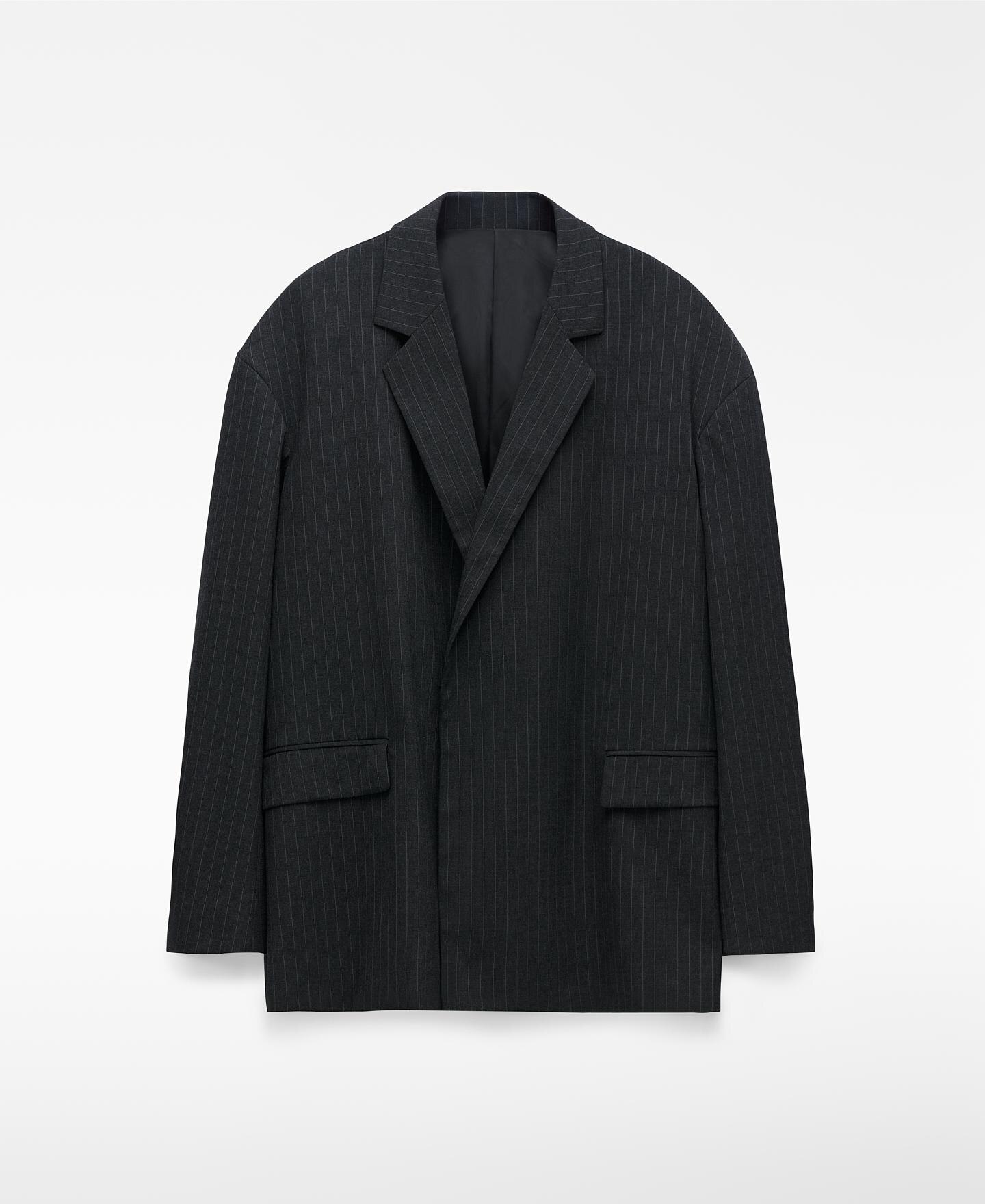 Blazer Oversize às Riscas Antracite-5