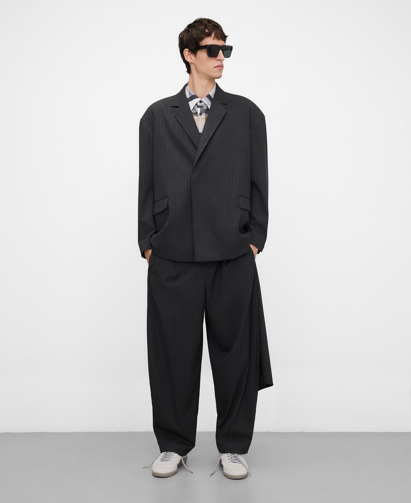 Blazer Oversize às Riscas Antracite-2