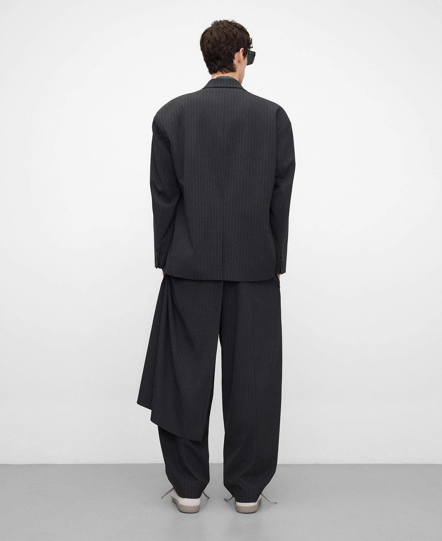 Blazer Oversize às Riscas Antracite-3