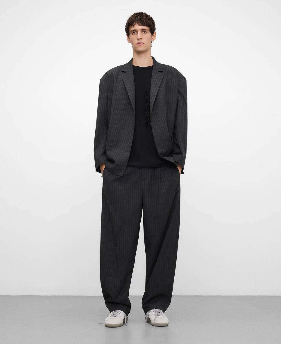 Camisola de Manga Curta com Aplique de Ráfia Preto-2