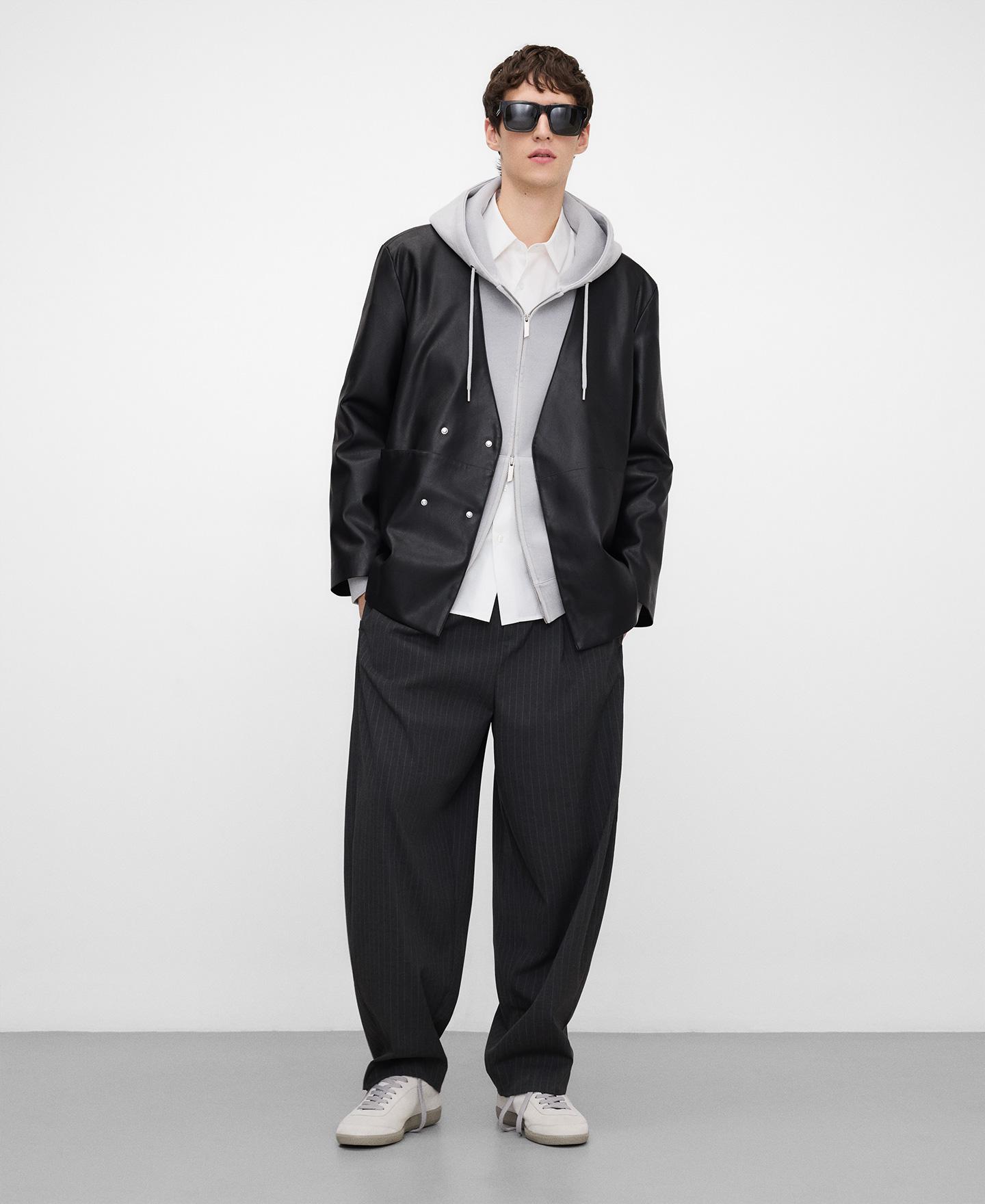 Casaco Kimono em Pele Não Pele Preto-2
