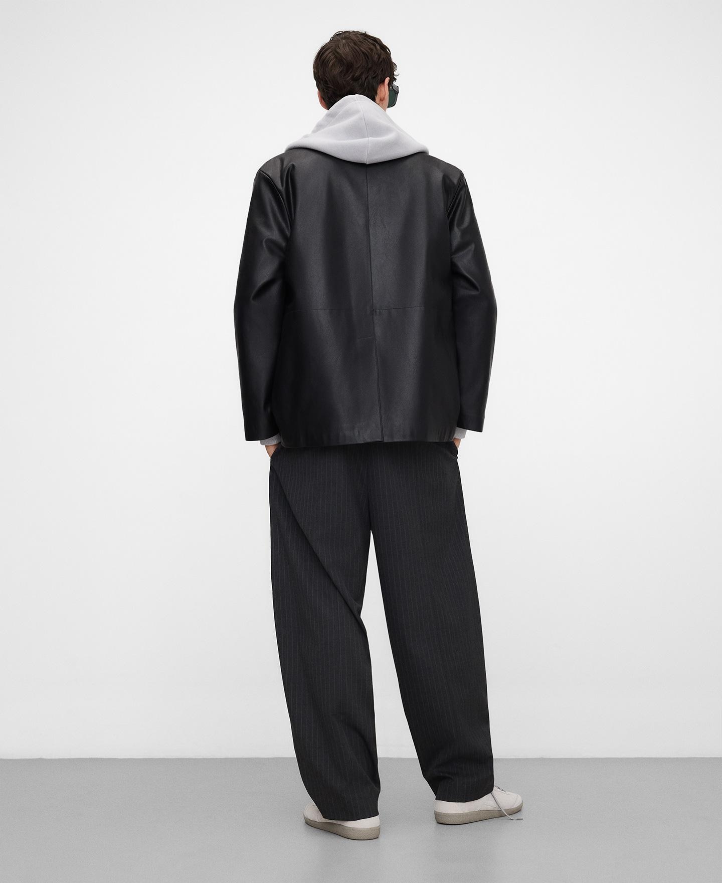 Casaco Kimono em Pele Não Pele Preto-3