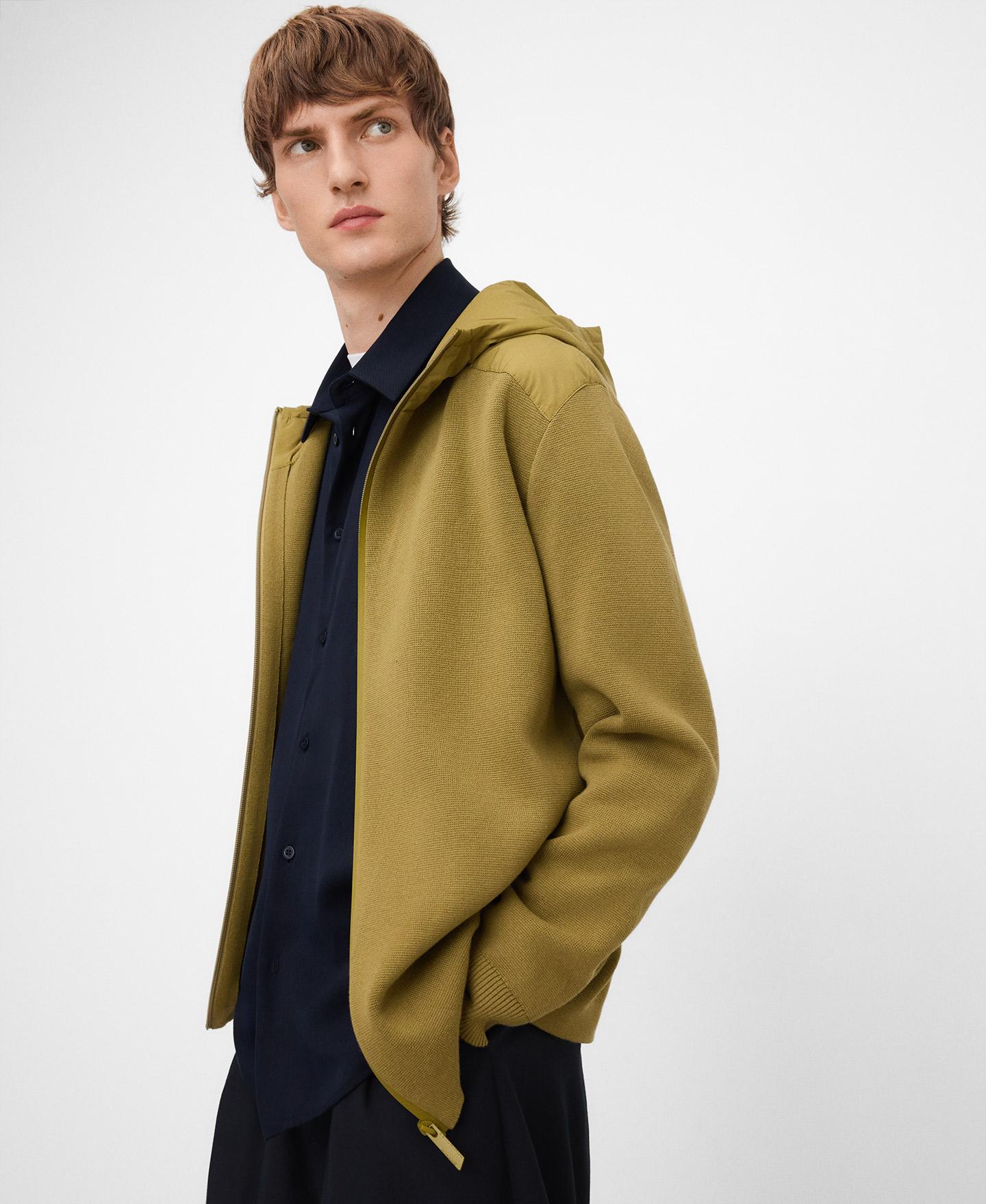 Imagem 0 de Cardigan em Malha e Nylon com Capuz