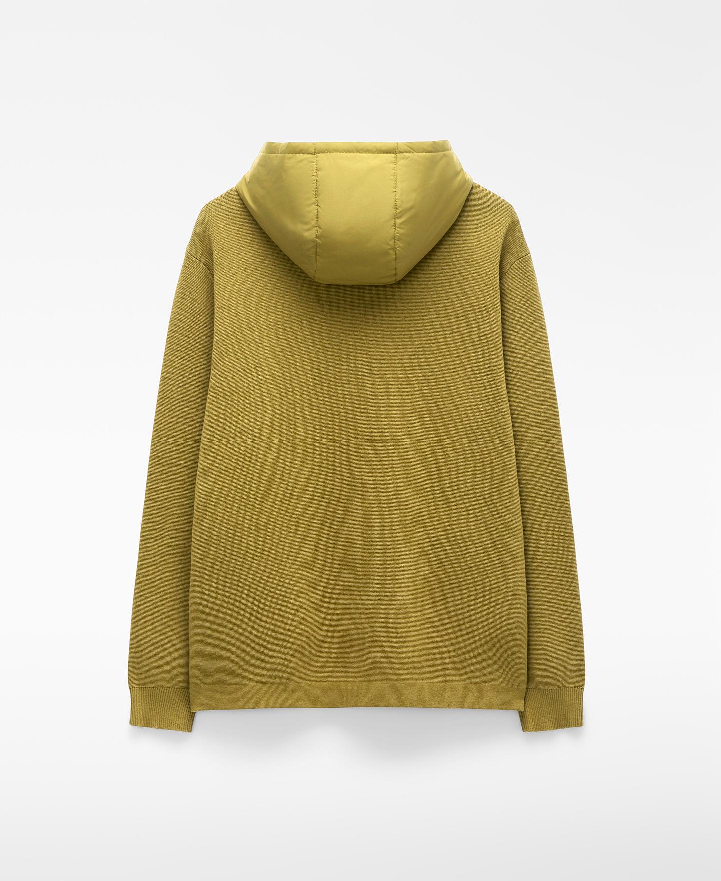 Cardigan em Malha e Nylon com Capuz Verde Azeitona-6