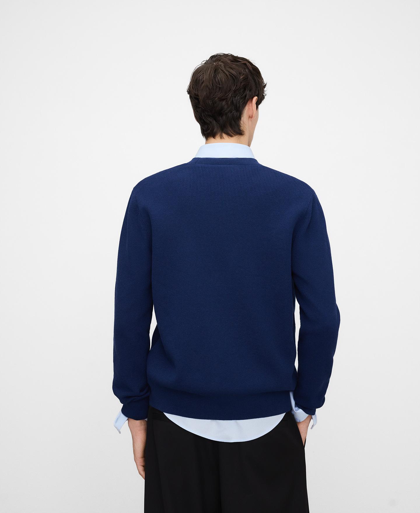 Cardigan em Malha de Algodão Orgânico Azul-marinho-3