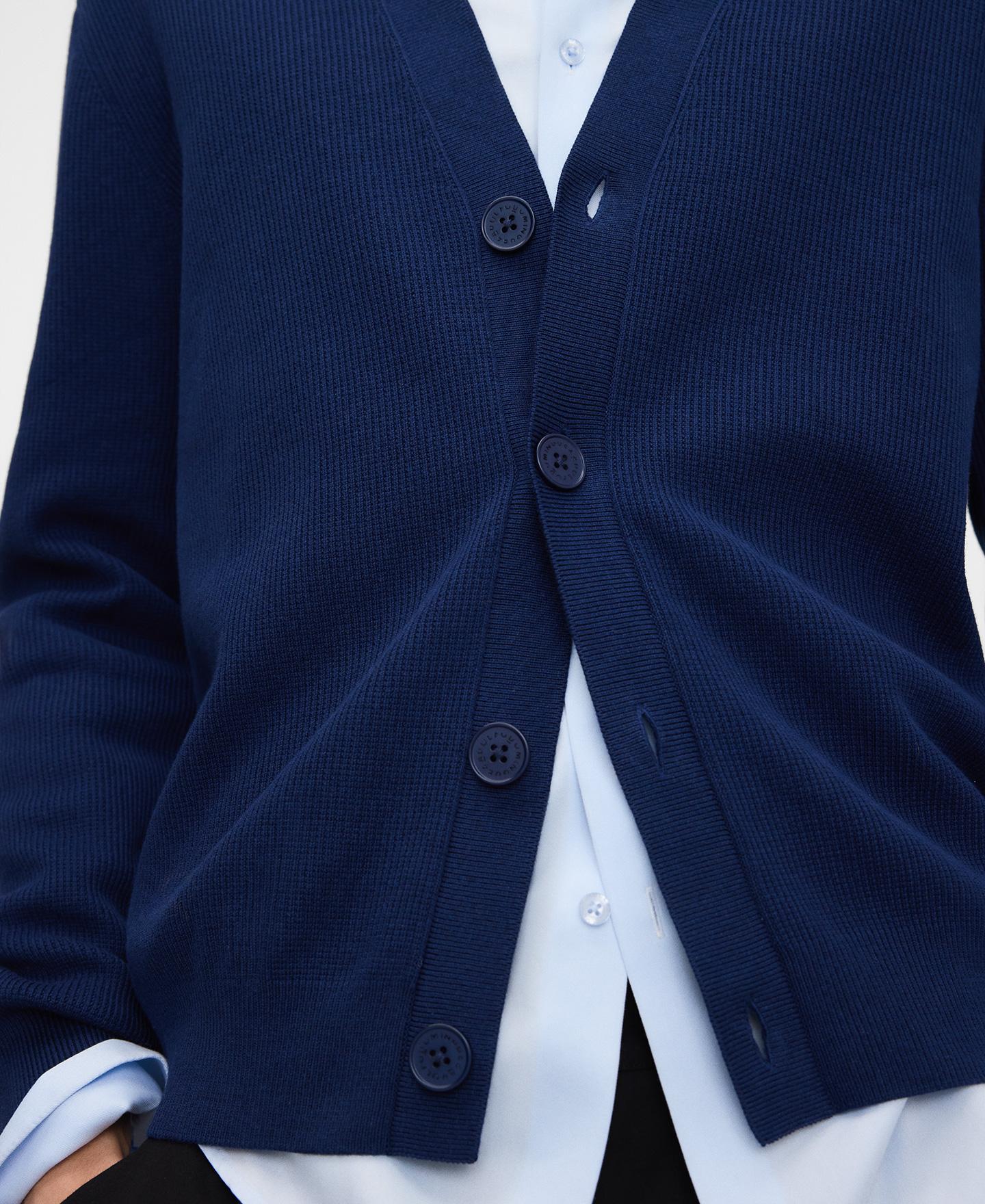 Cardigan em Malha de Algodão Orgânico Azul-marinho-4