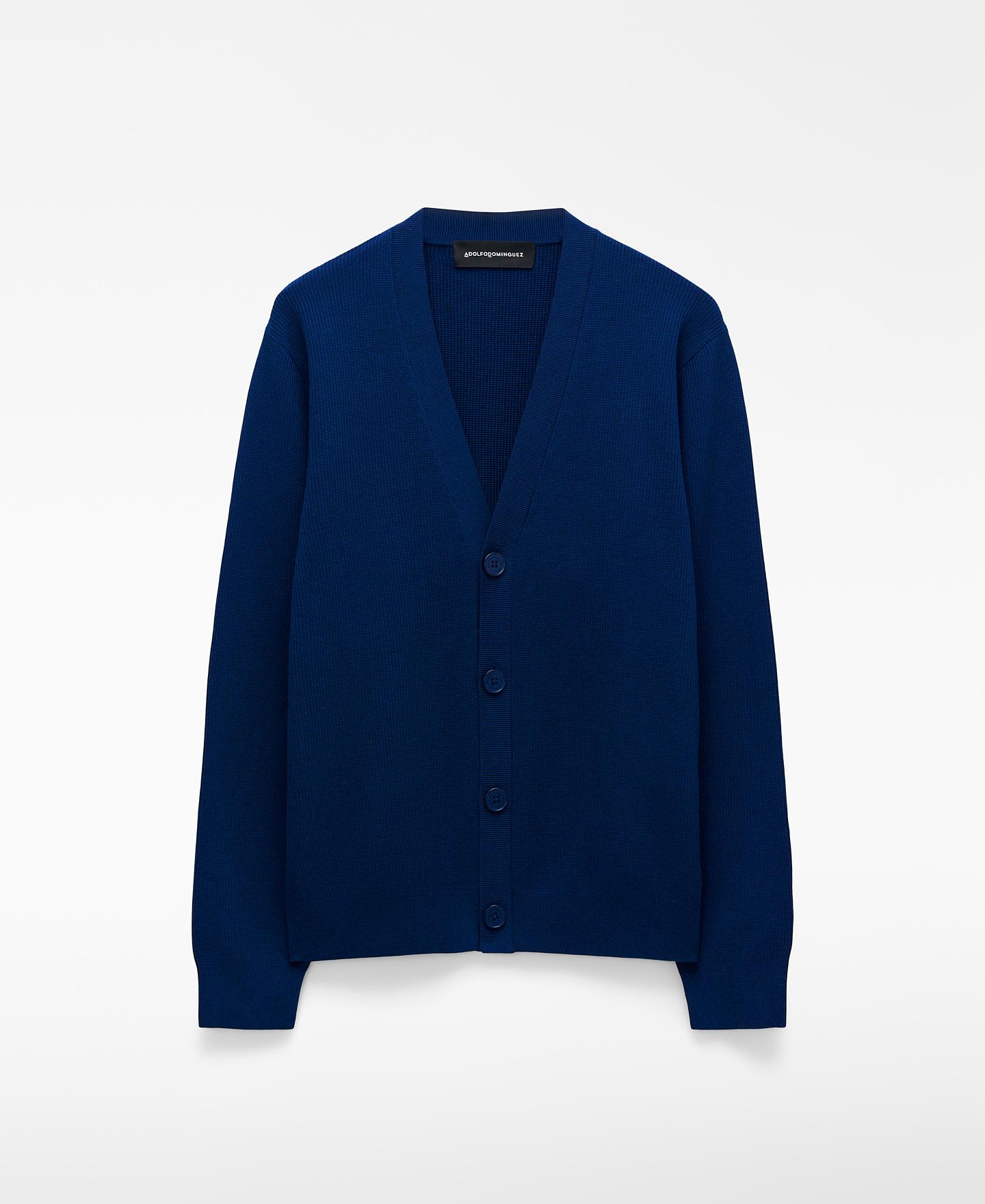 Cardigan em Malha de Algodão Orgânico Azul-marinho-5