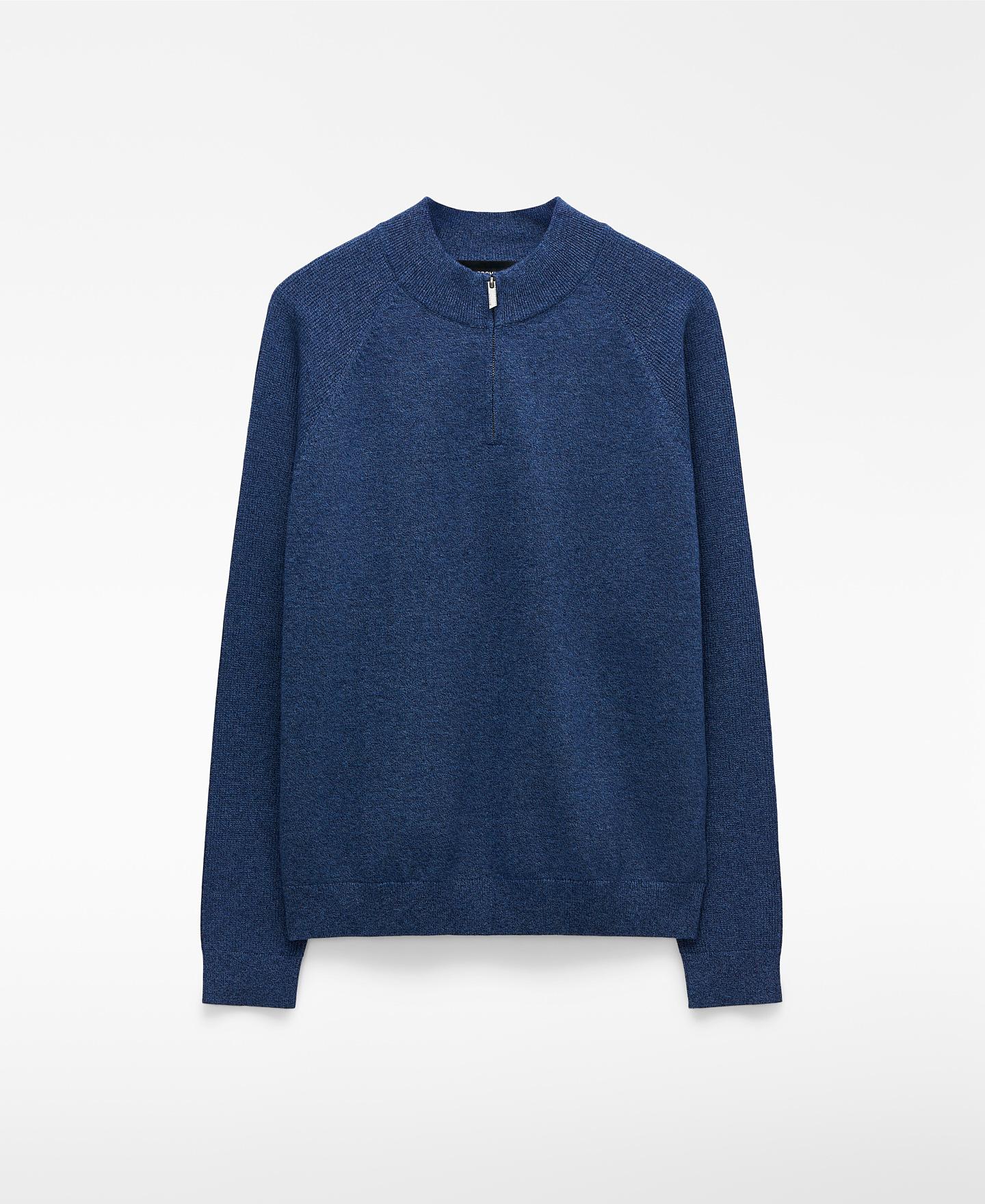 Camisola de Gola Perkins com Fecho Zip Azulão-5