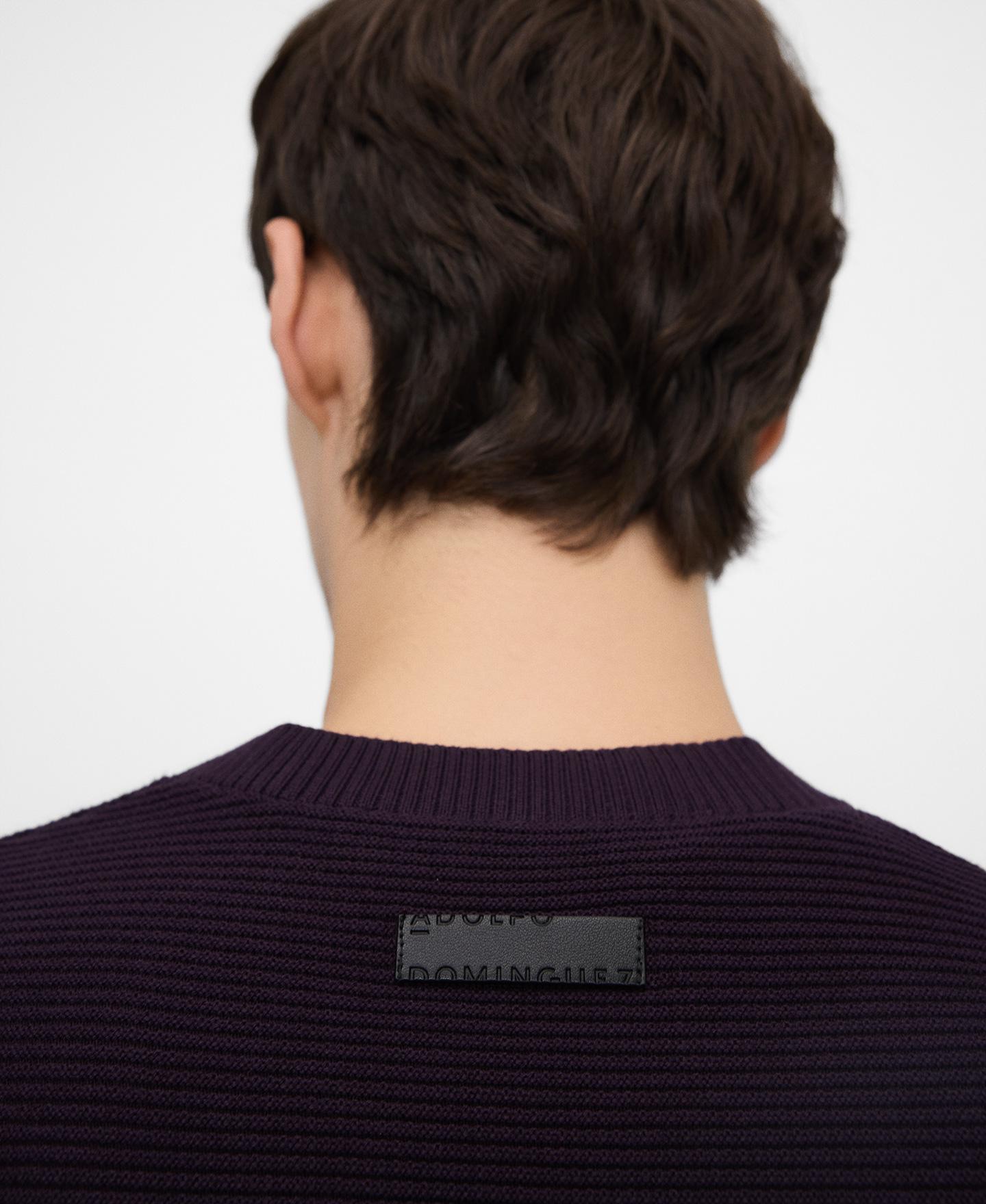 Camisola às Riscas em Malha Estrutura Violeta-4