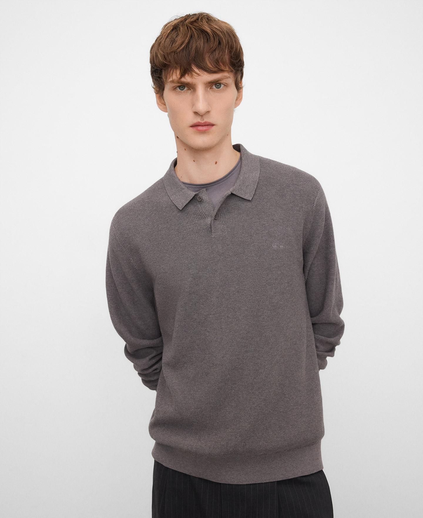 Imagem 0 de Polo de Manga Comprida em Malha Estruturada