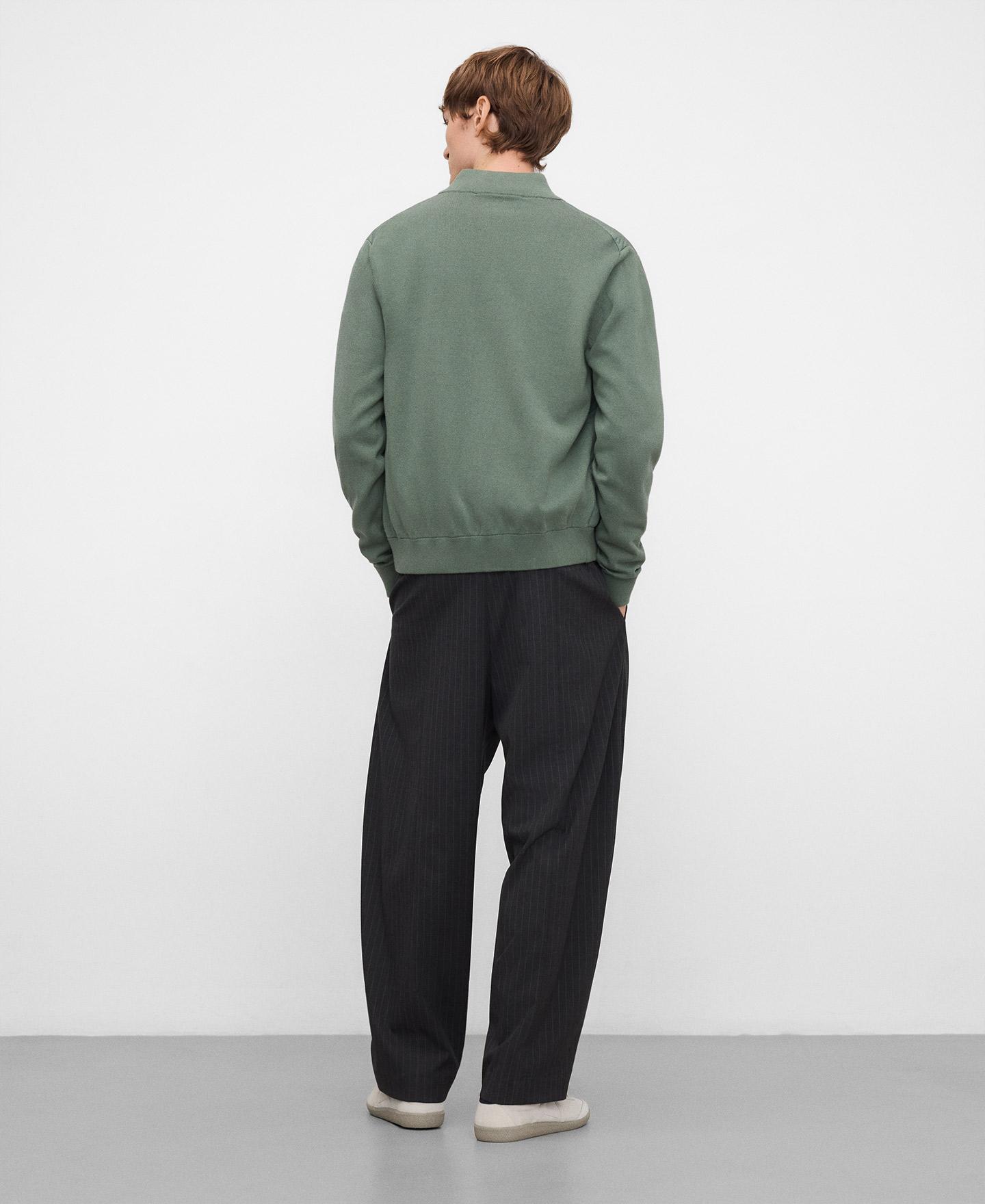 Cardigan em Malha e Nylon Verde-escuro-3