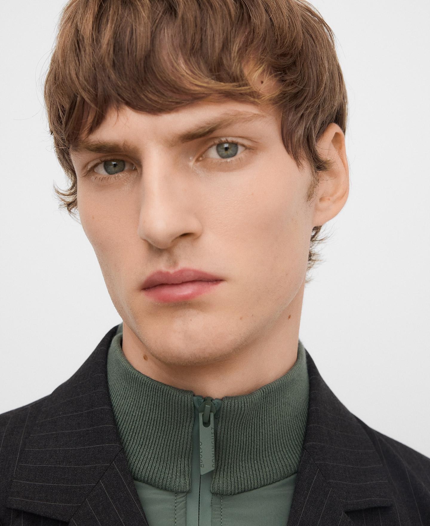 Cardigan em Malha e Nylon Verde-escuro-4