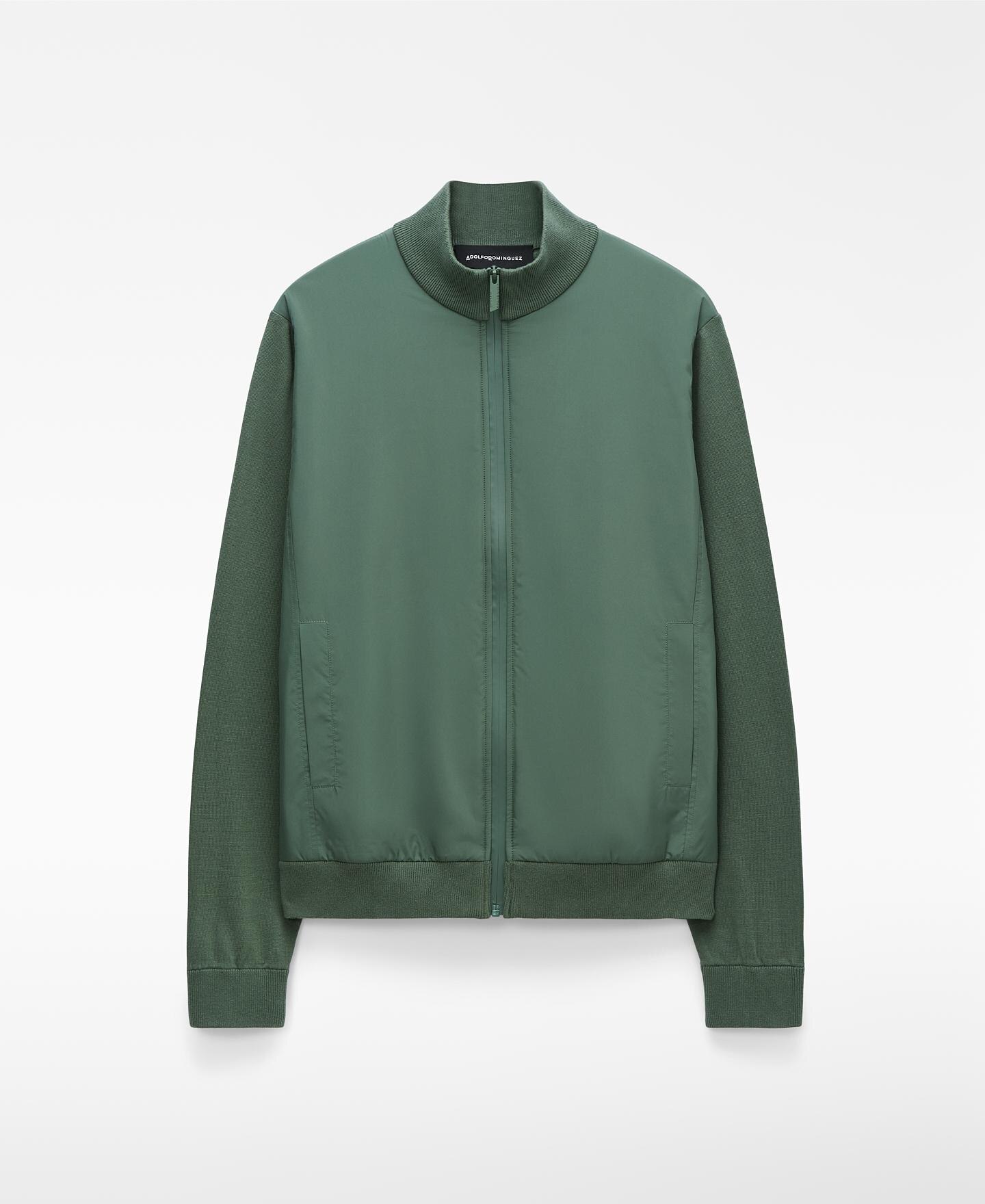 Cardigan em Malha e Nylon Verde-escuro-5