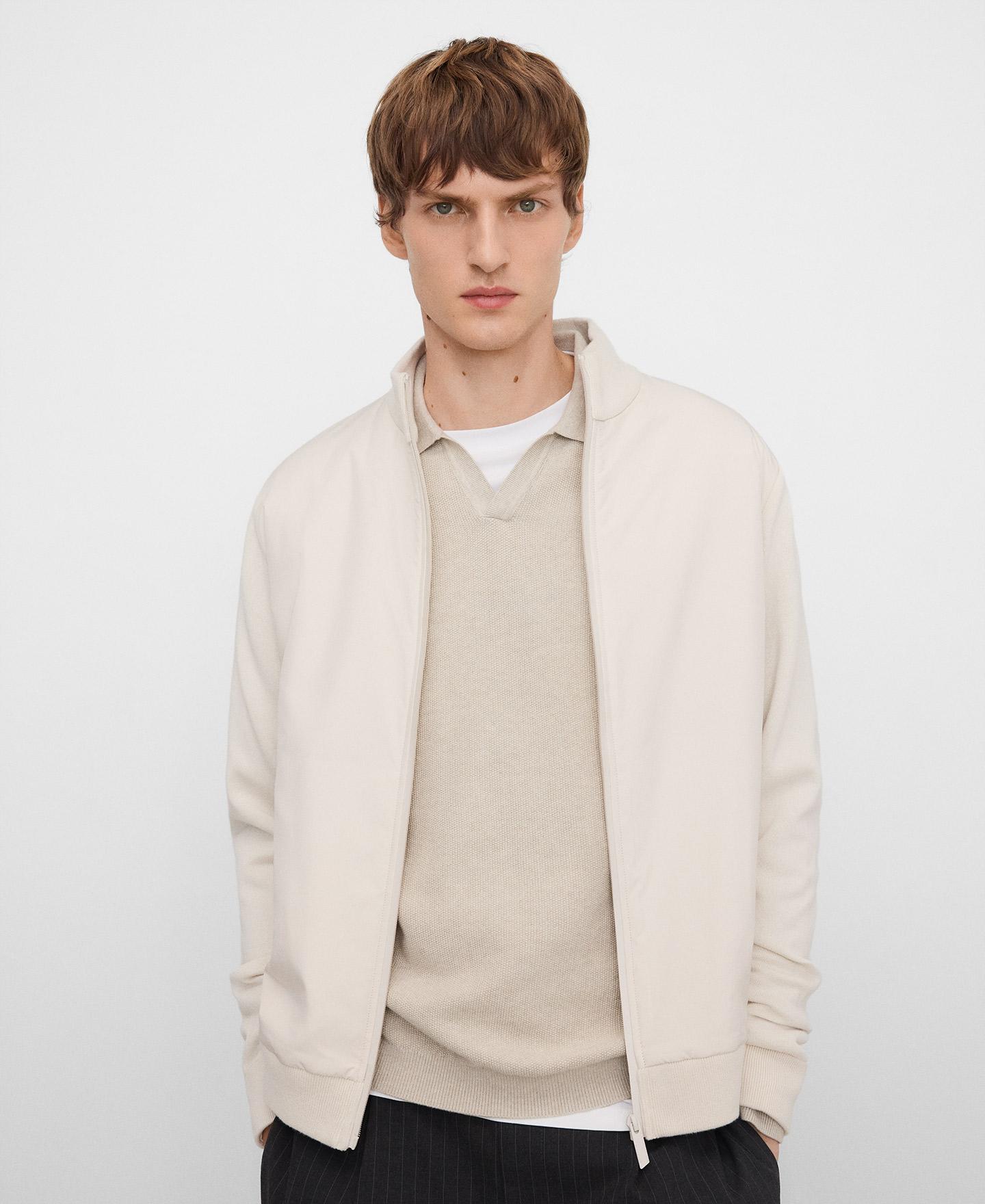 Cardigan em Malha e Nylon Pedra-1