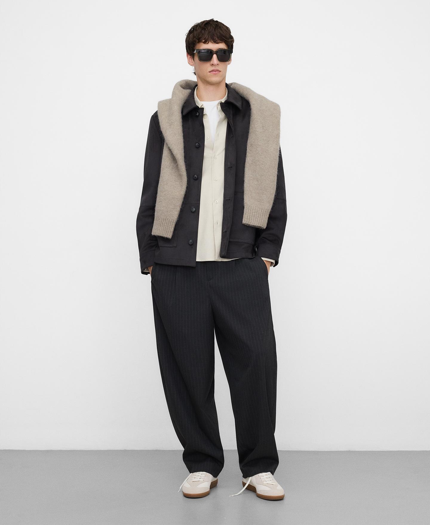 Sobrecamisa de Camurcina Regular Fit Cinzento-escuro-2