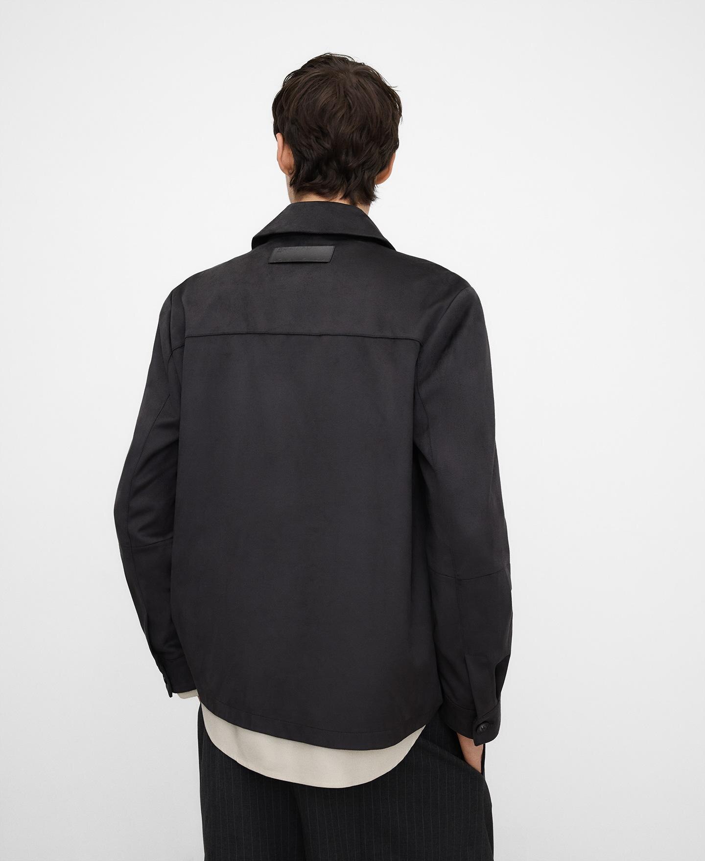 Sobrecamisa de Camurcina Regular Fit Cinzento-escuro-3