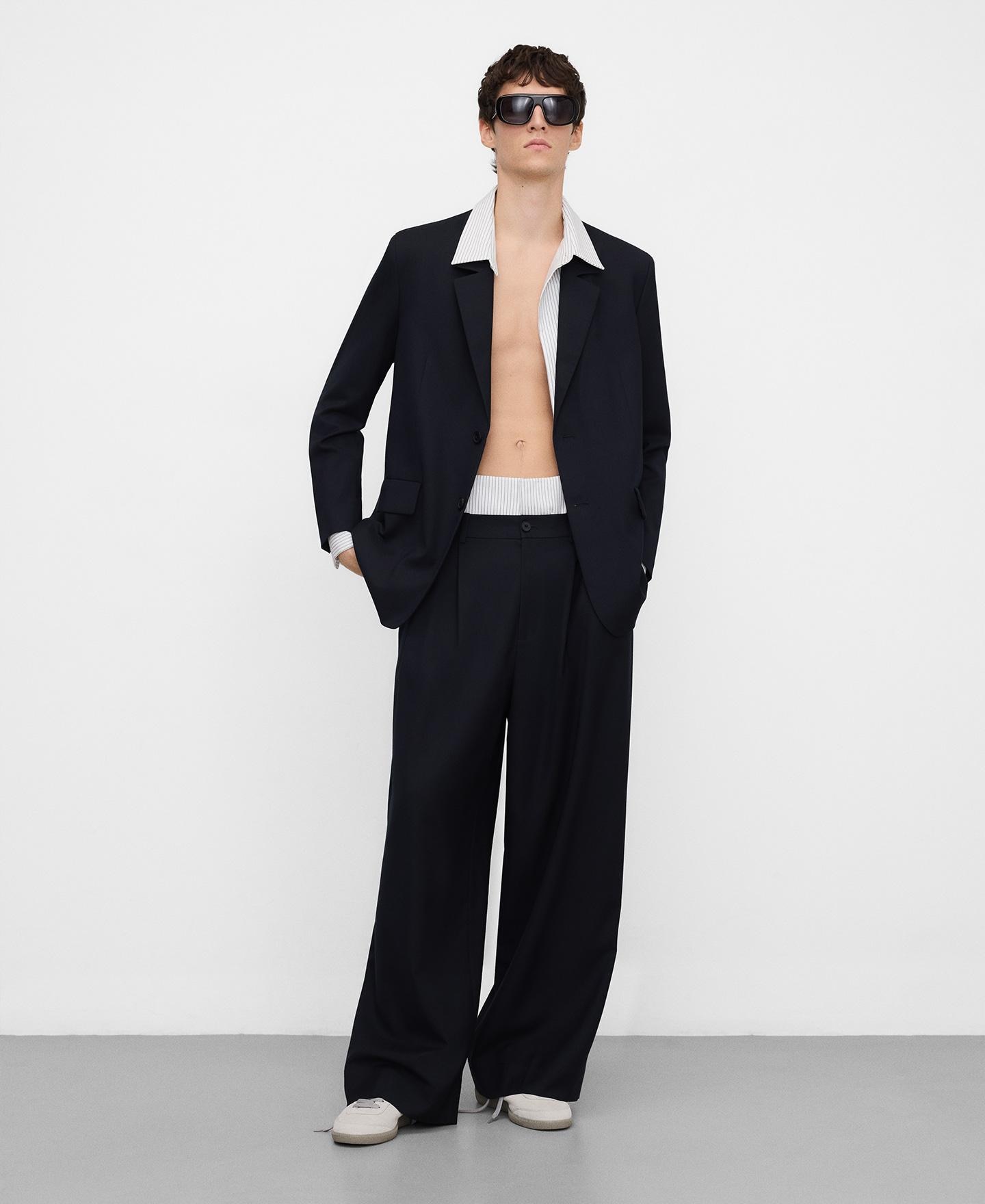 Blazer Combinada Relaxed Fit Azul-marinho-2