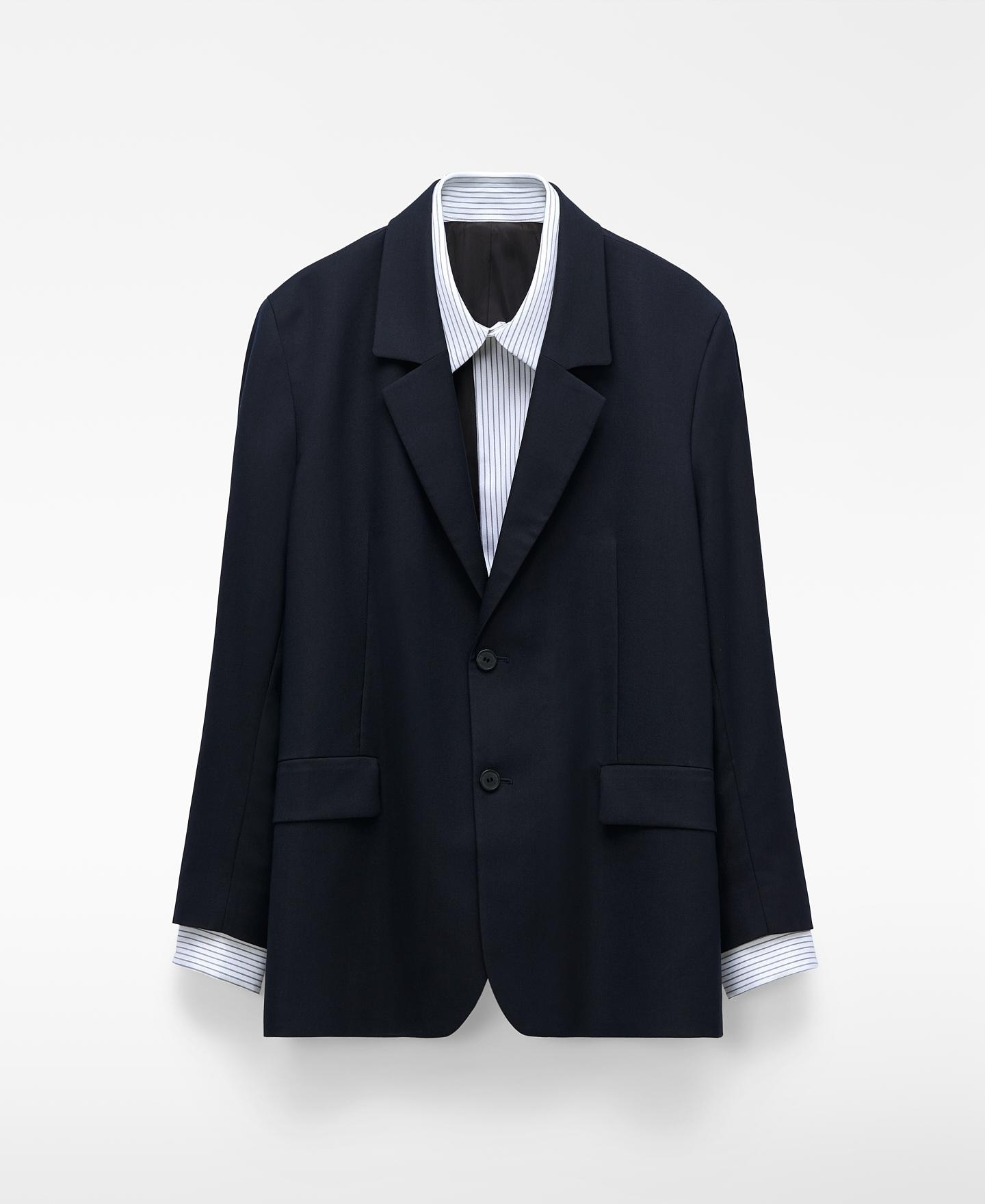 Blazer Combinada Relaxed Fit Azul-marinho-5