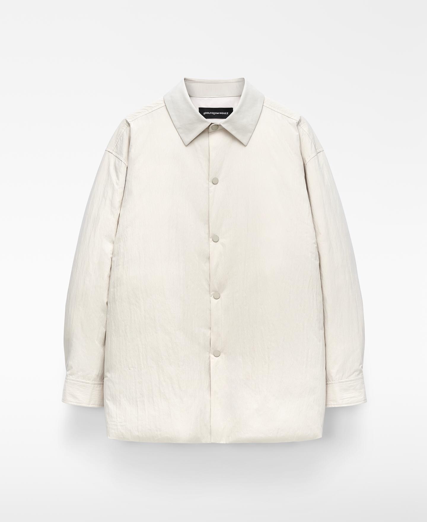 Sobrecamisa Acolchoada com Gola Italiana Branco-gelo-5