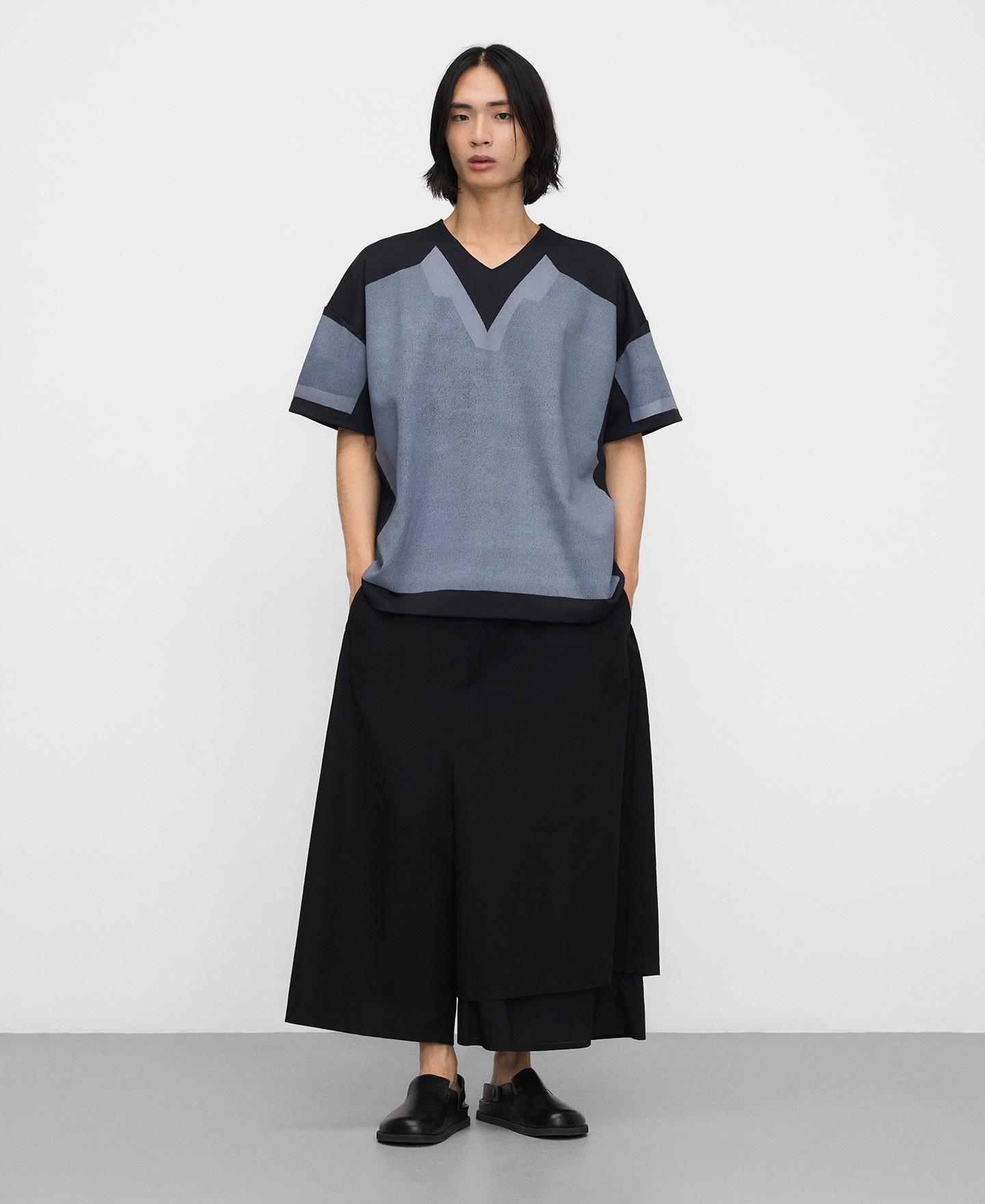 T-shirt Oversize com Painel Frontal Preto-2
