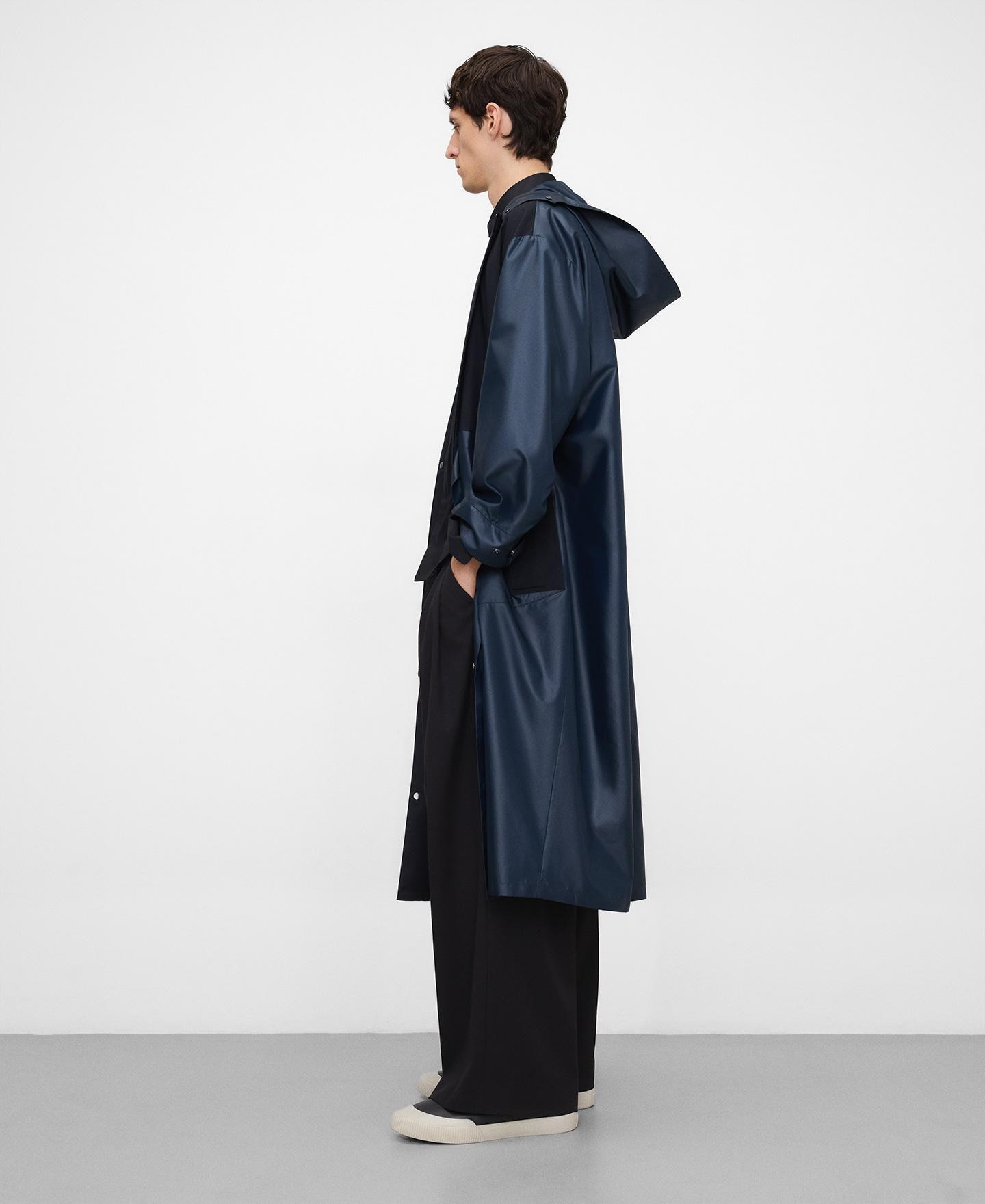 Gabardina Combinada com Capuz Azul-marinho-4