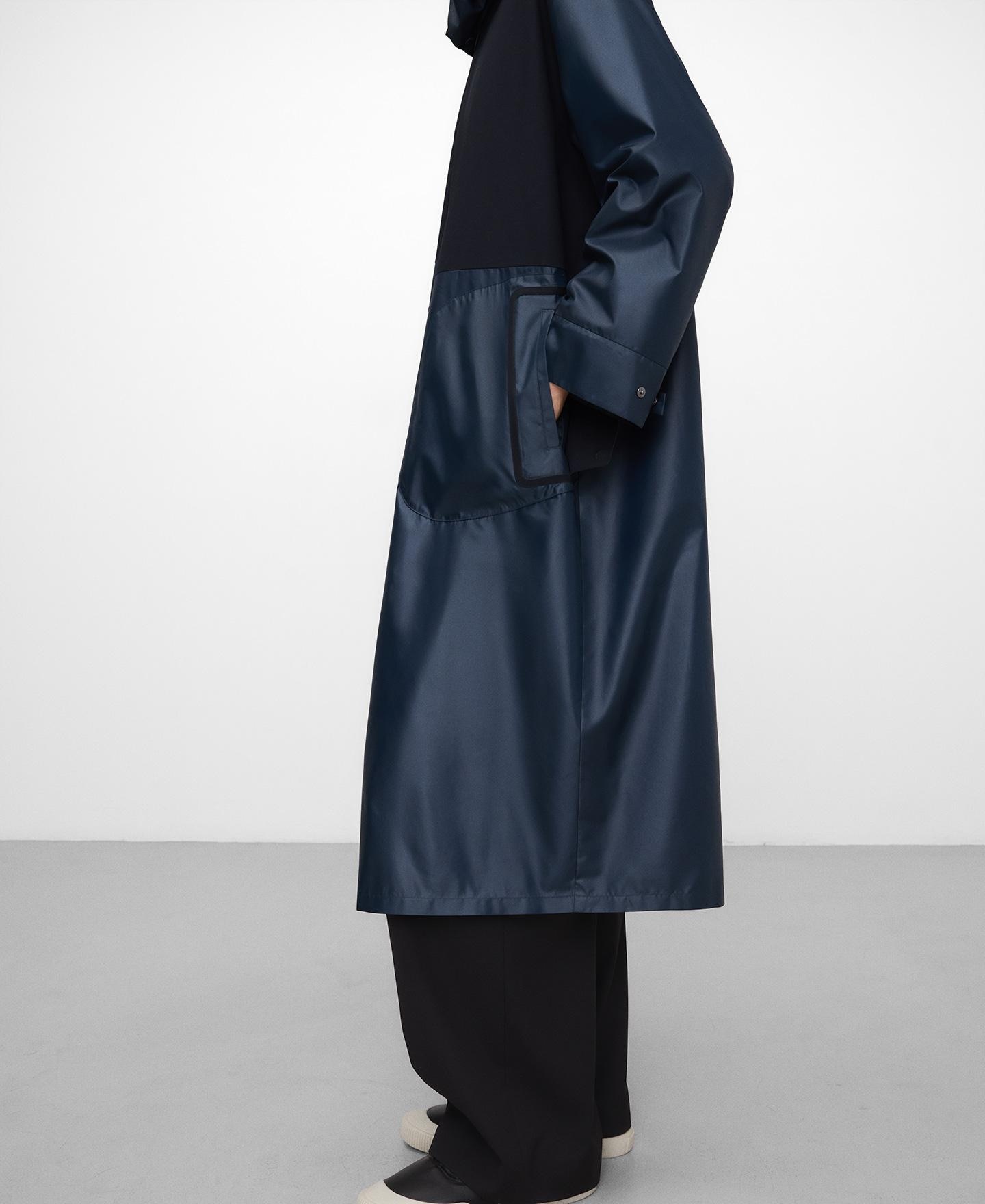 Gabardina Combinada com Capuz Azul-marinho-5