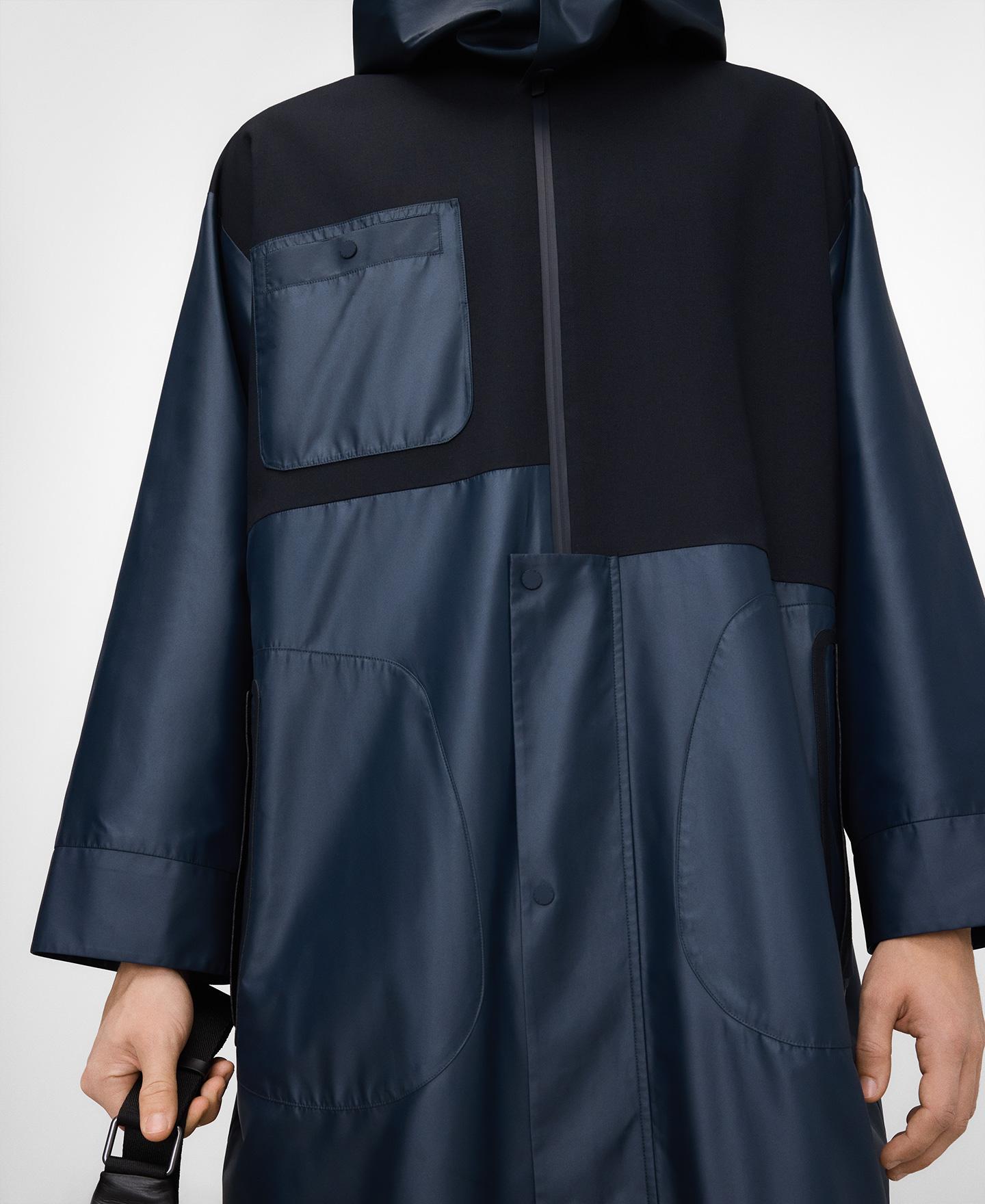 Gabardina Combinada com Capuz Azul-marinho-6