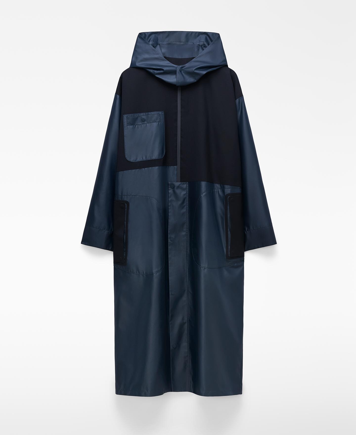 Gabardina Combinada com Capuz Azul-marinho-7